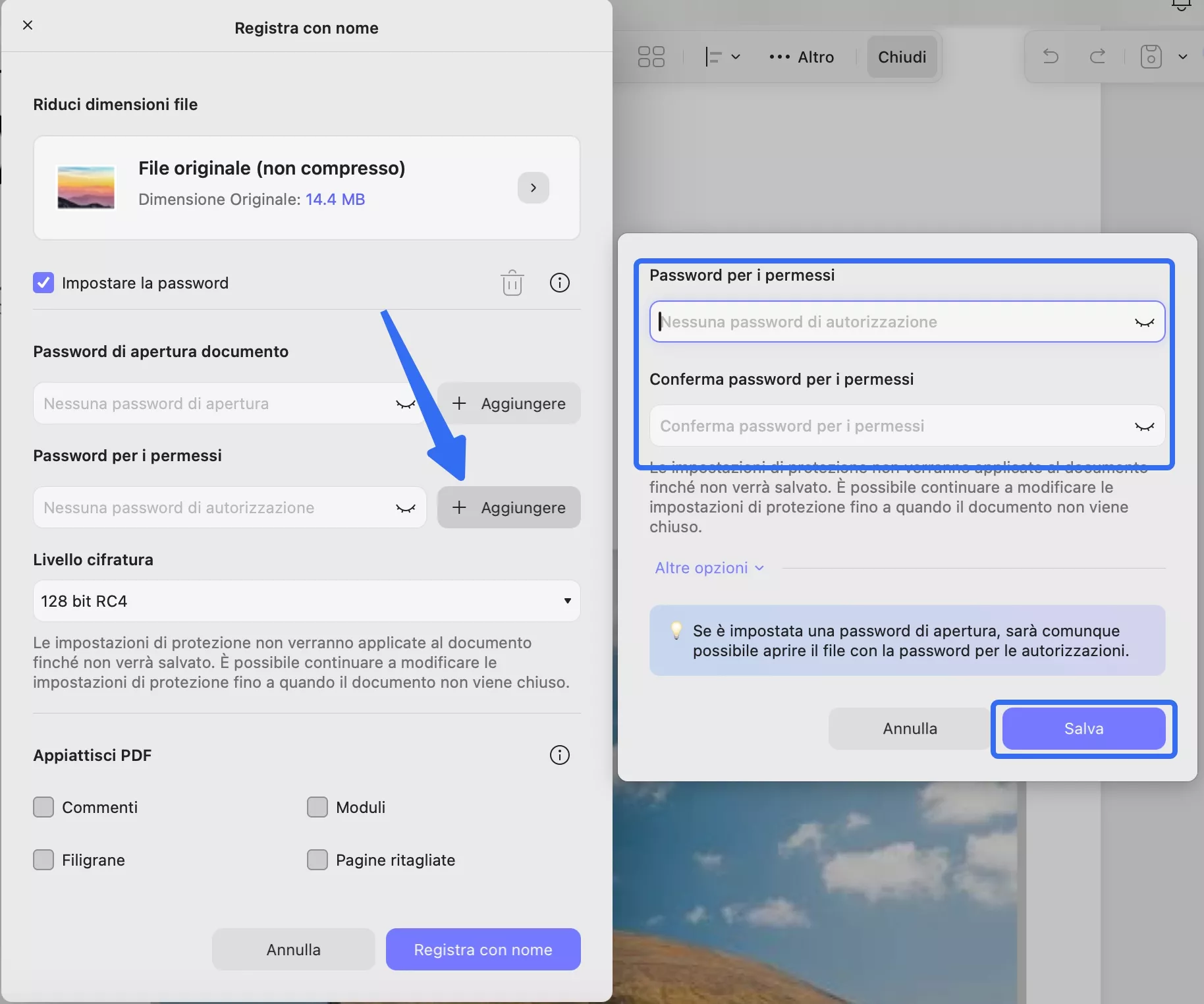 set permission password updf mac