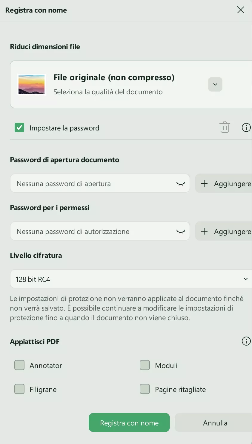 save file as with password