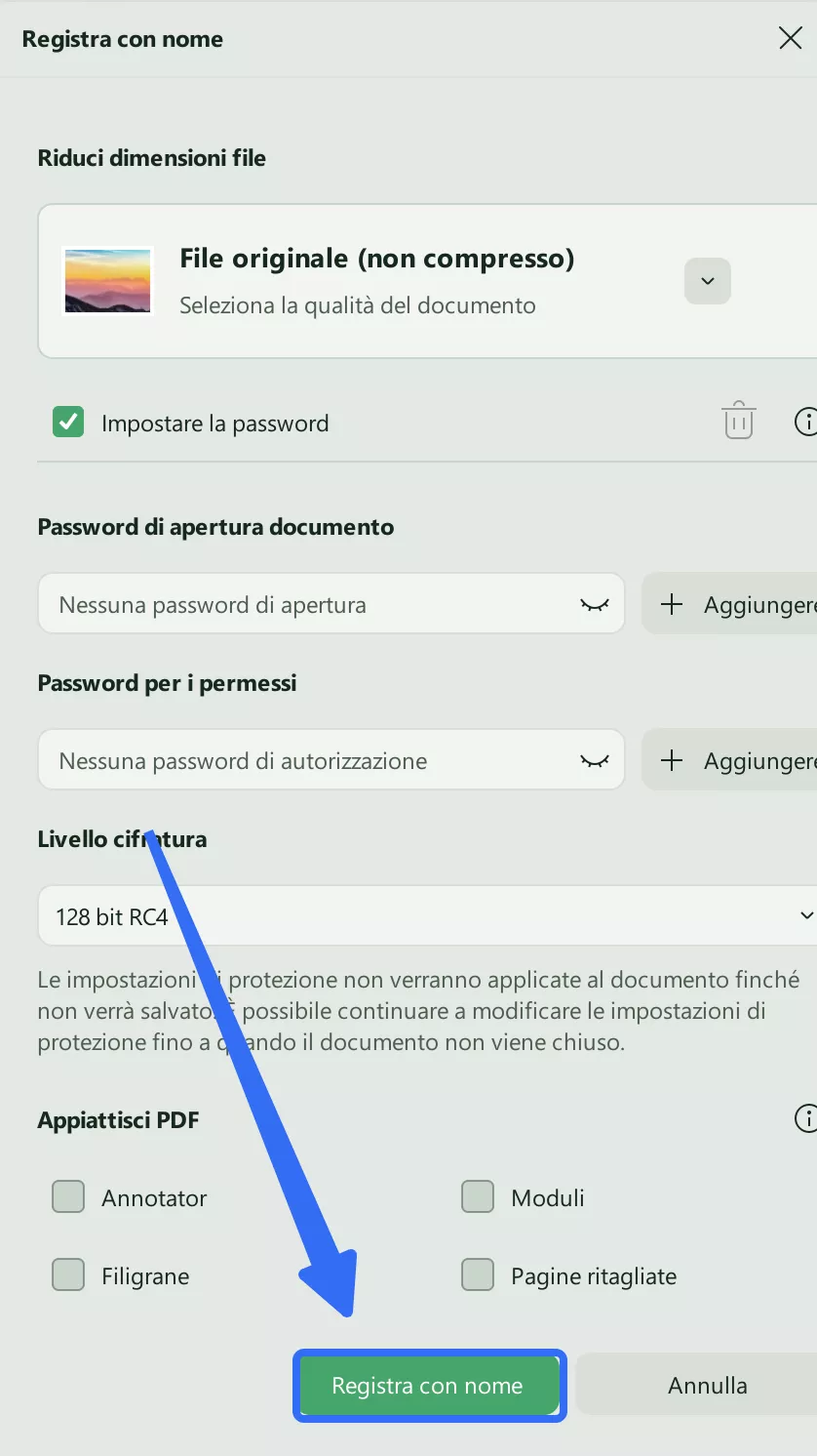 save password settings updf windows 2