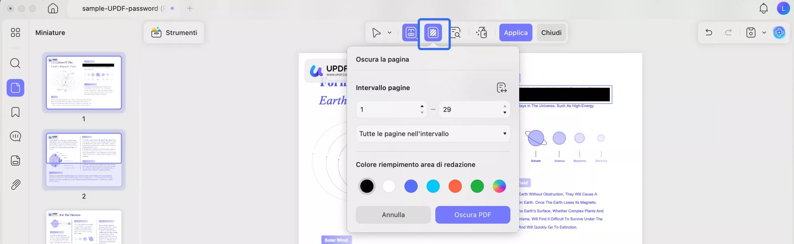 redact complete pages updf mac