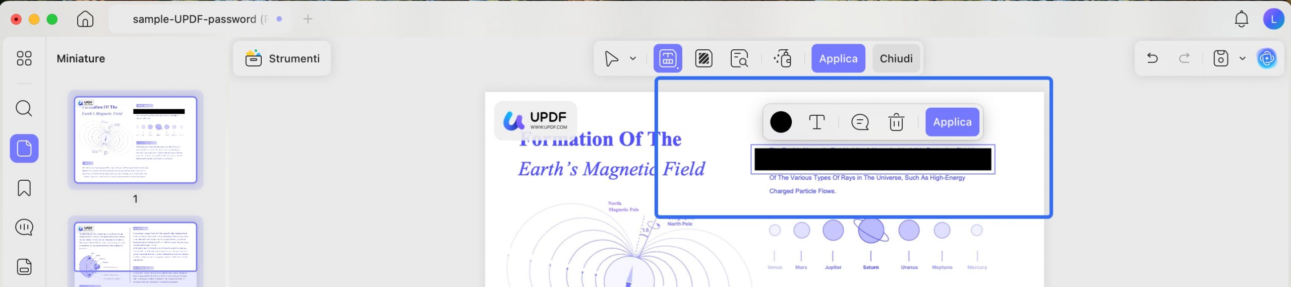 perform redaction and apply updf mac