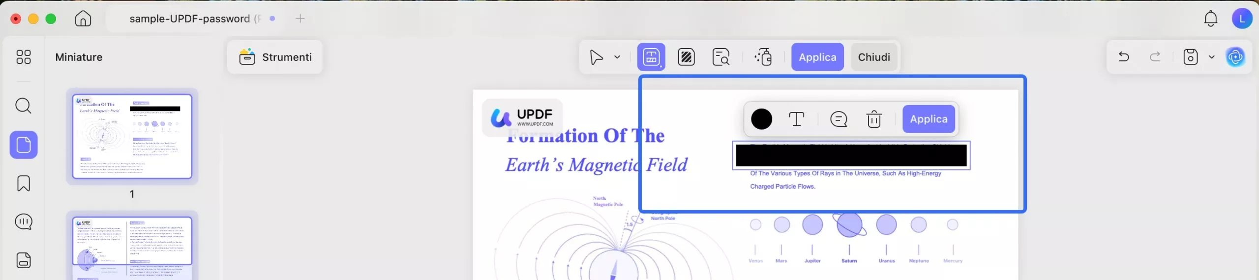 perform redaction and apply updf mac