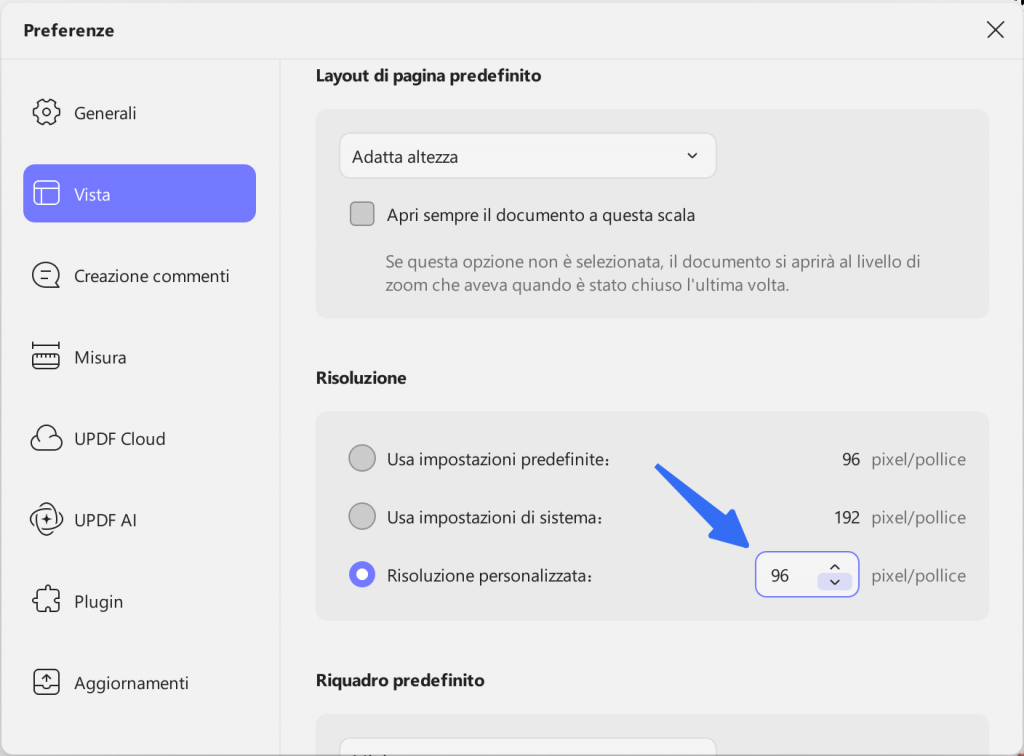 resolution setting in preference