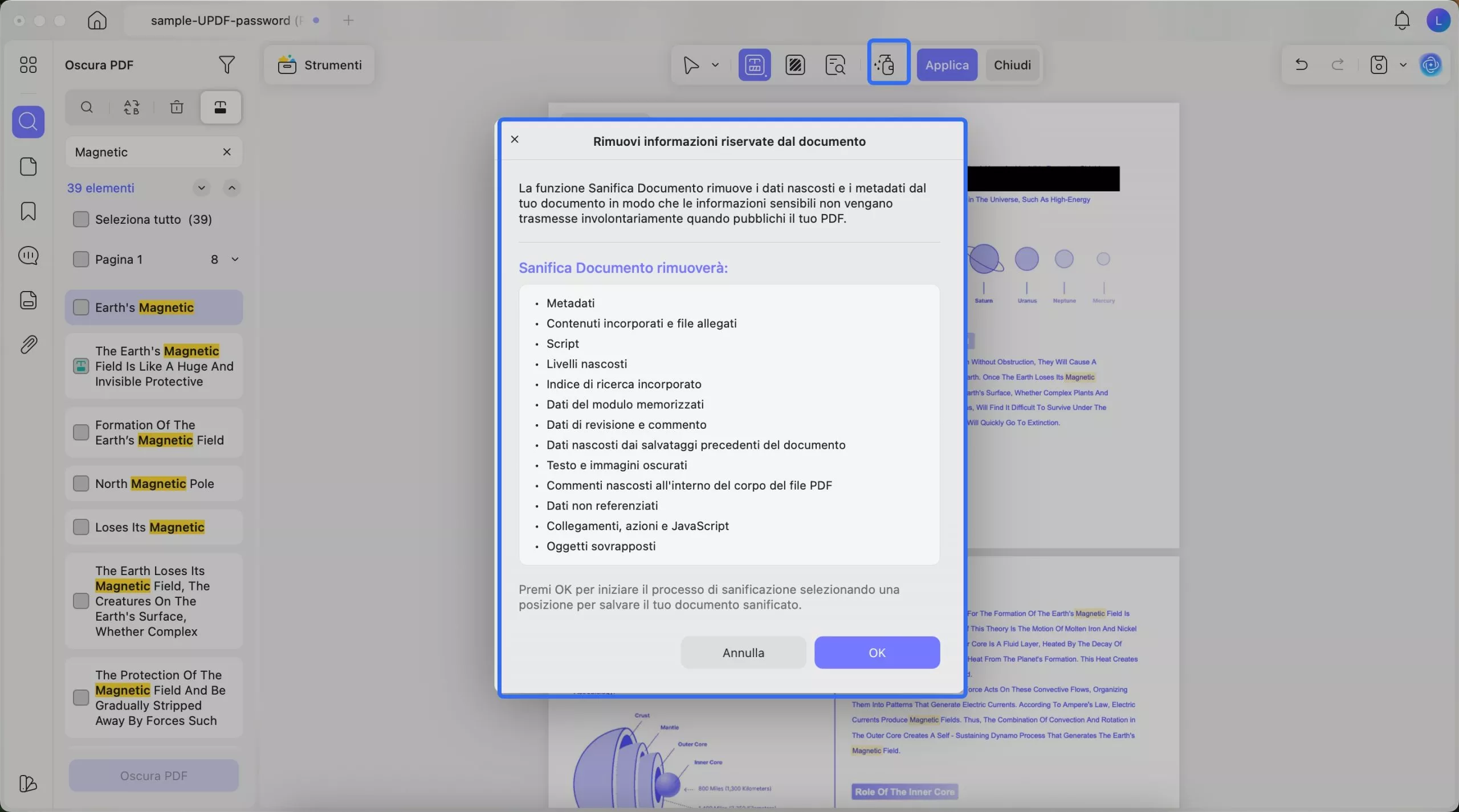 sanitize document updf mac