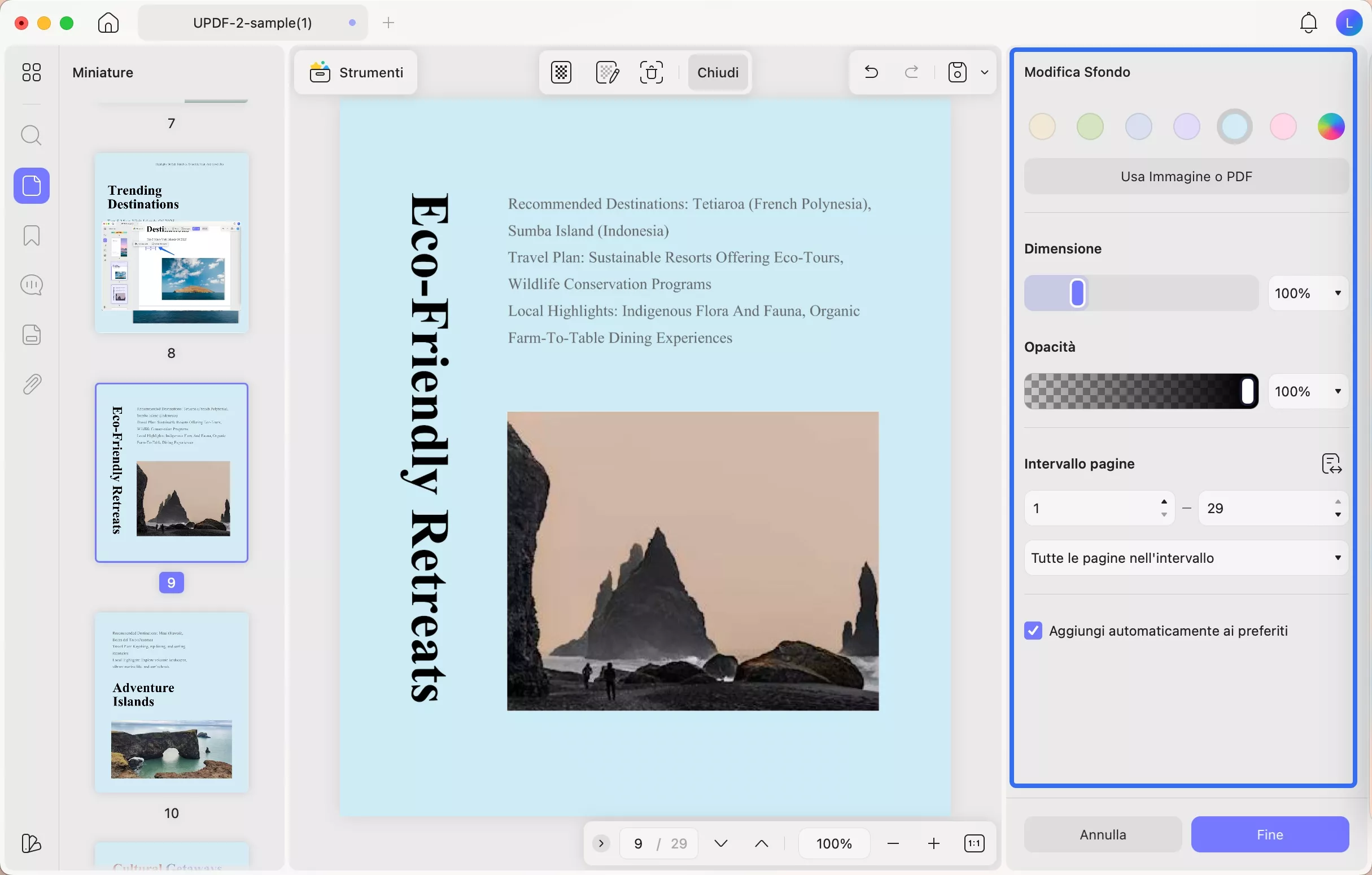 edit background parameters