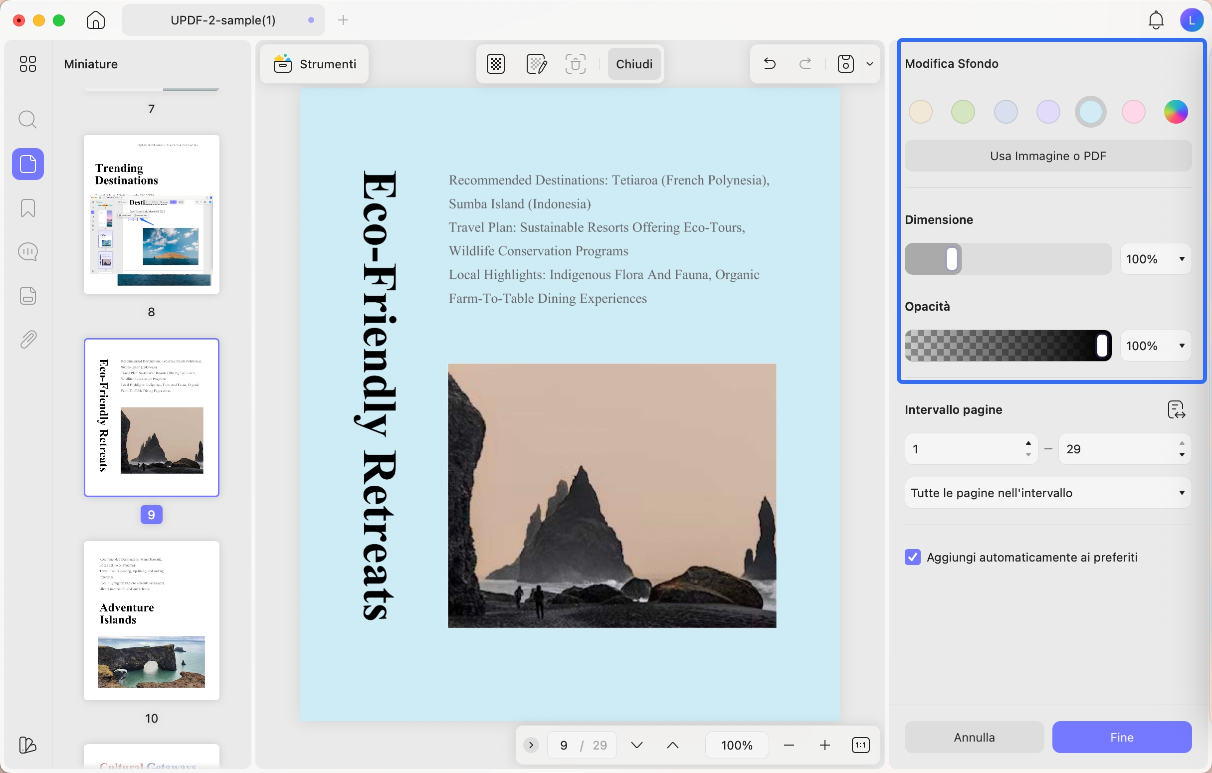 set parameters