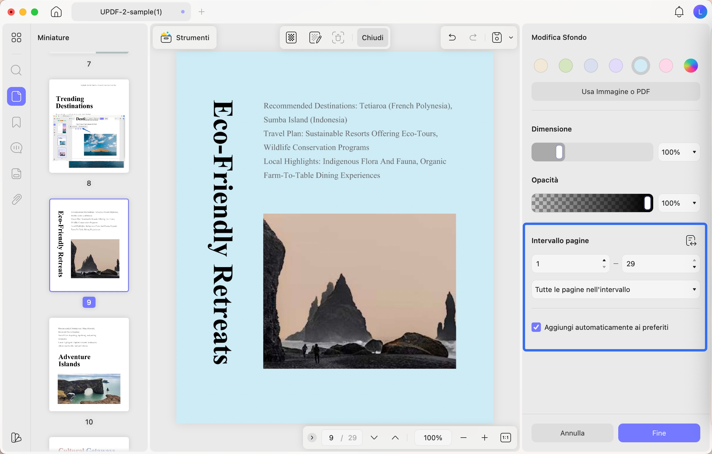set page range