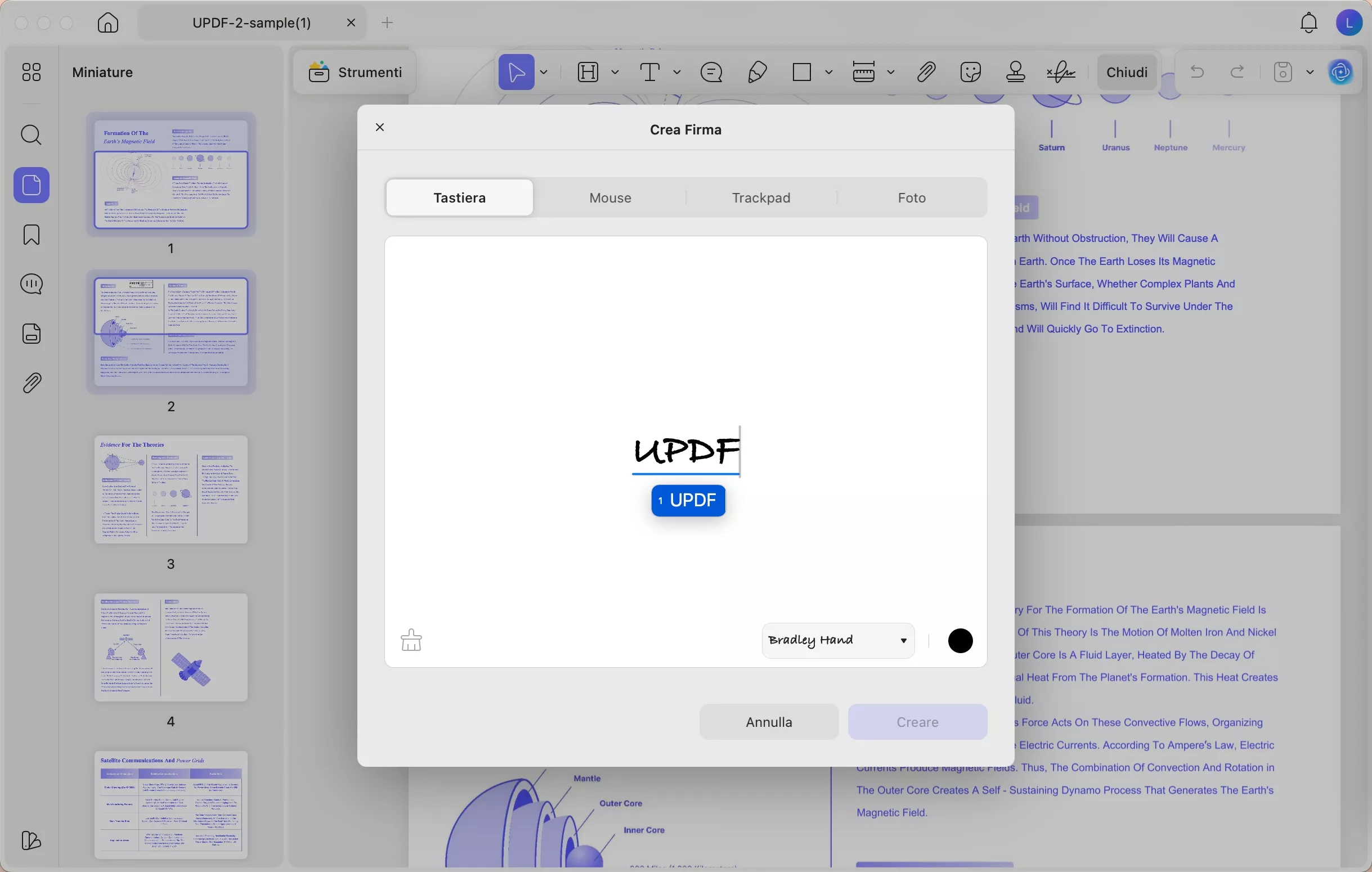 type signature by keyboard