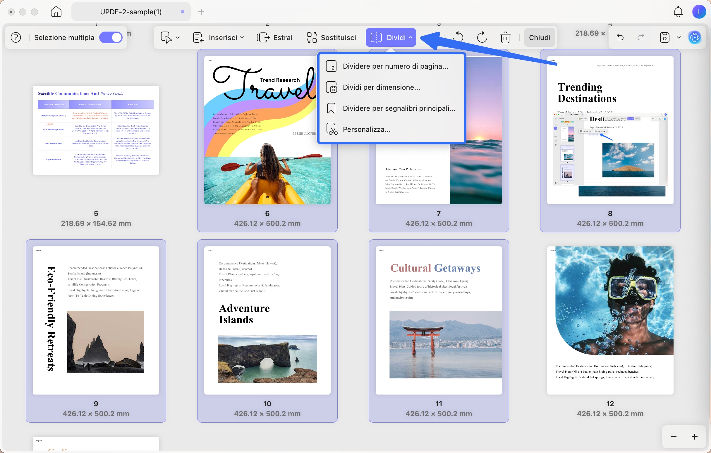 split page updf mac