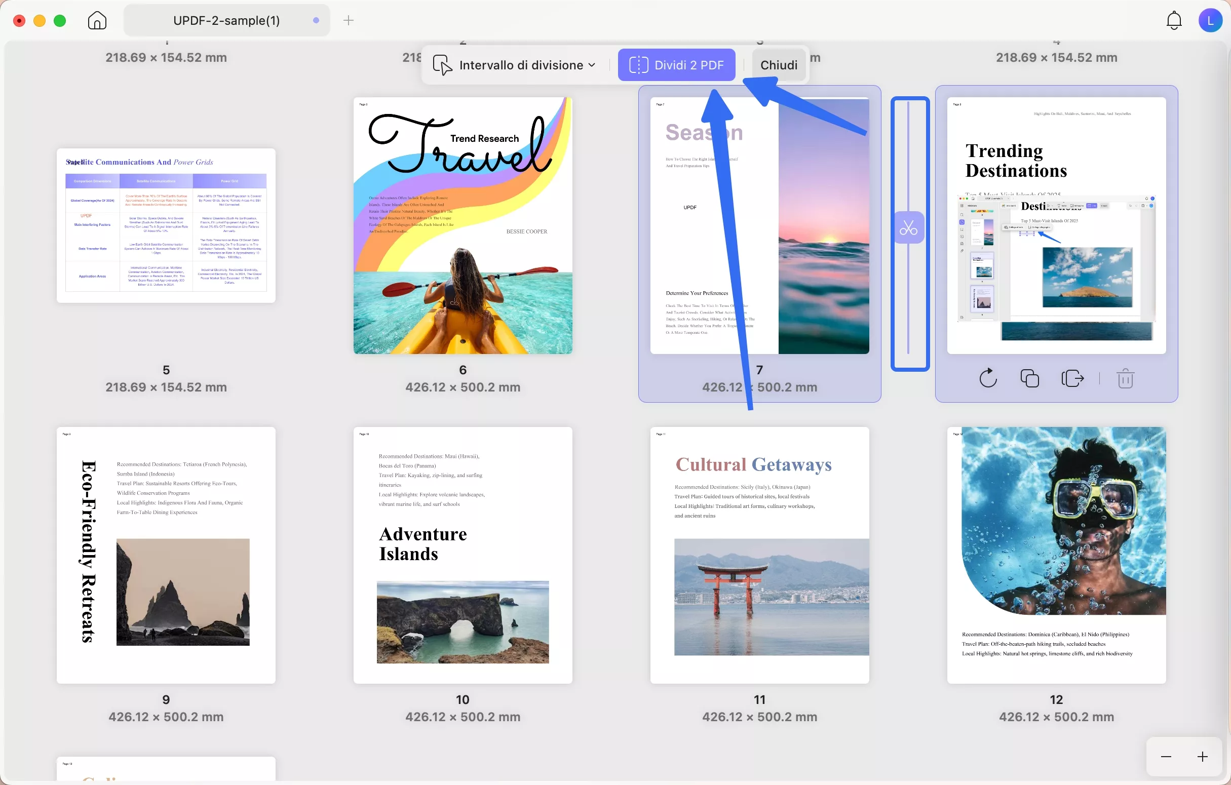 split by size updf mac