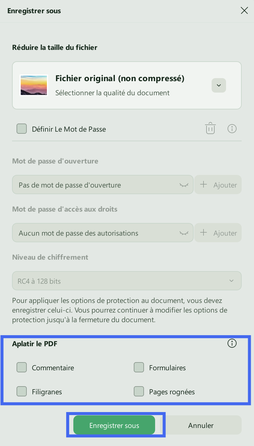 procéder à l'enregistrement sous aplatir updf windows 2
