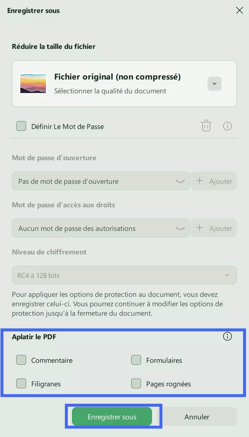 procéder à l'enregistrement sous aplatir updf windows 2