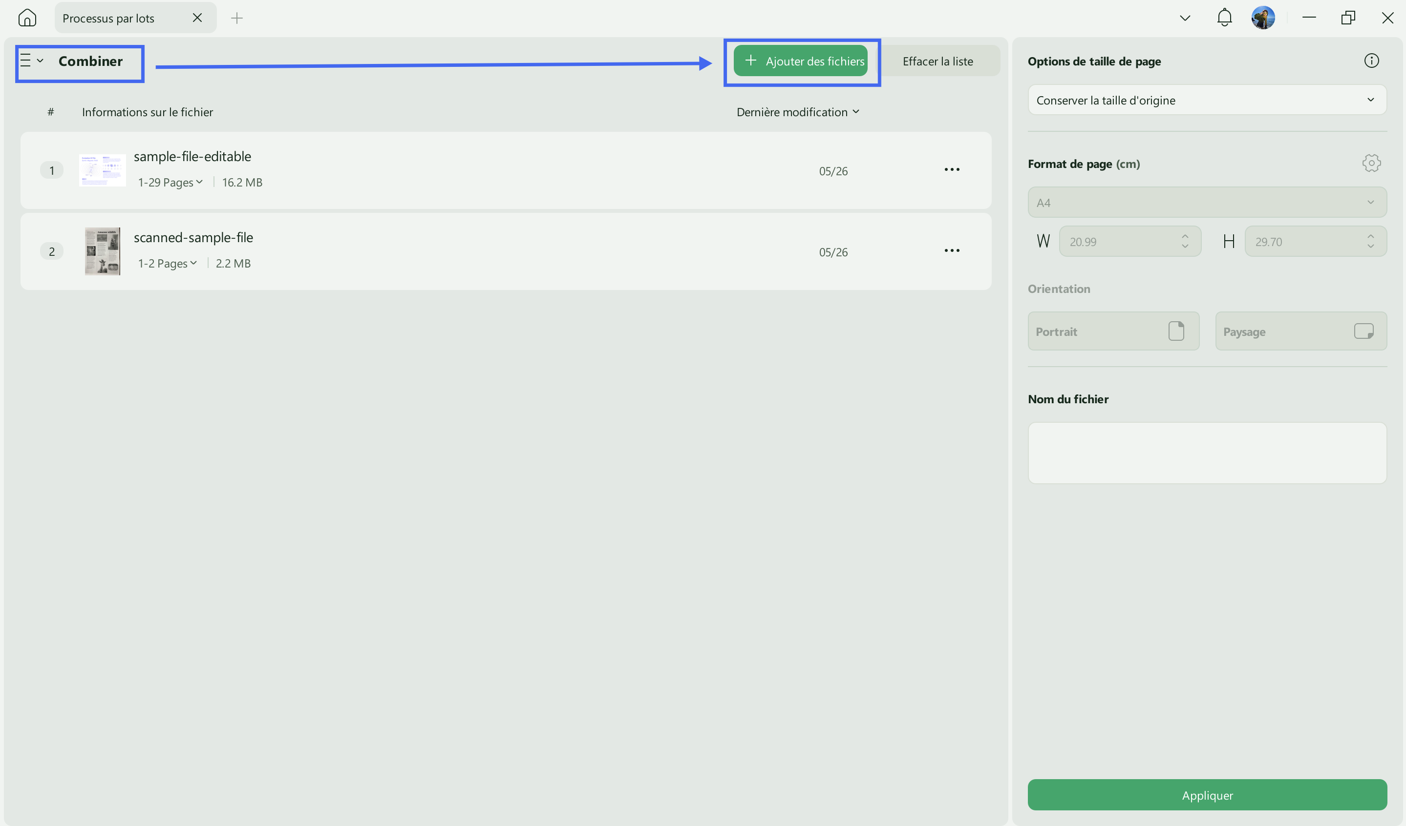 add files to batch merge interface updf windows 2