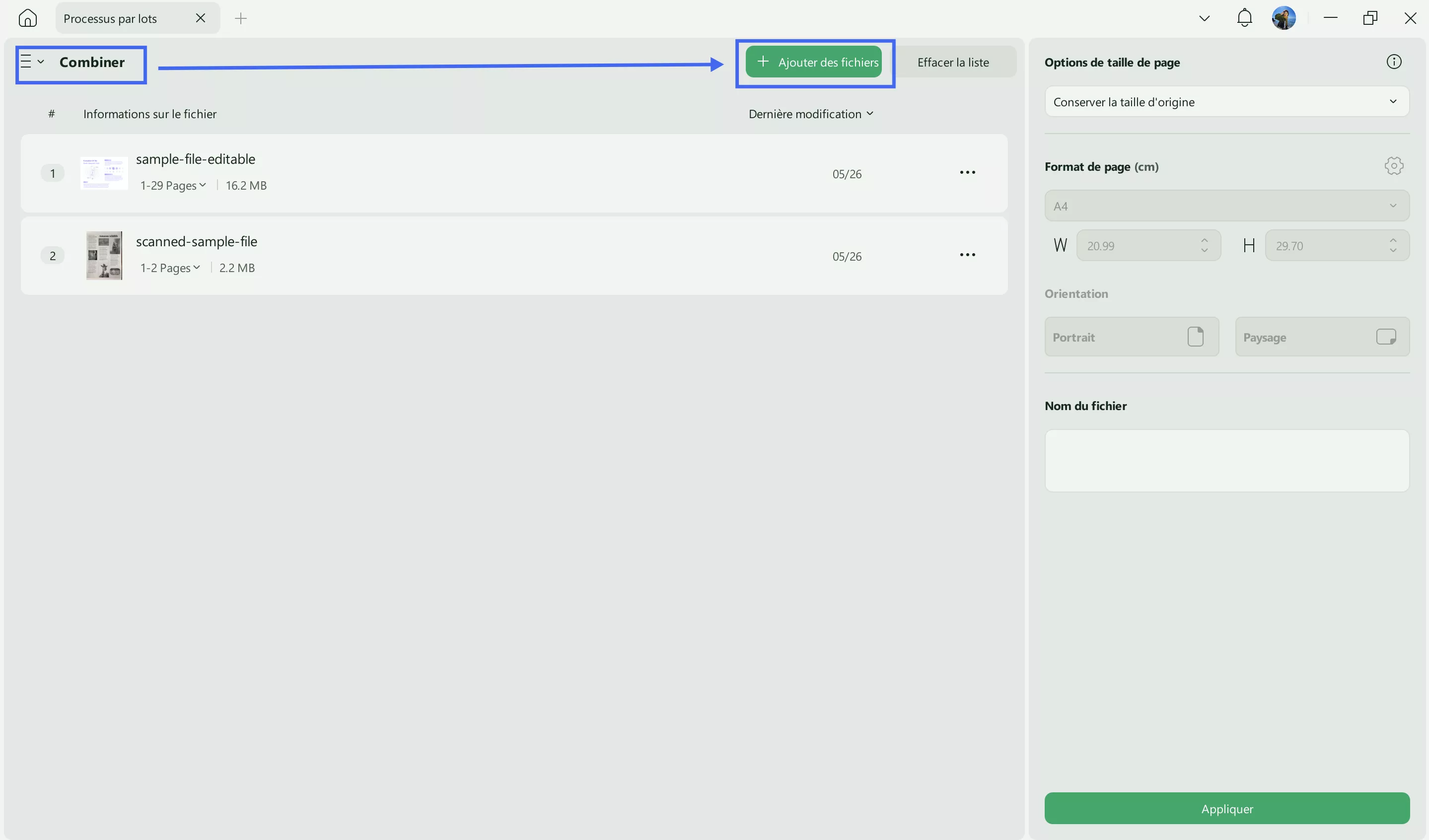 add files to batch merge interface updf windows 2