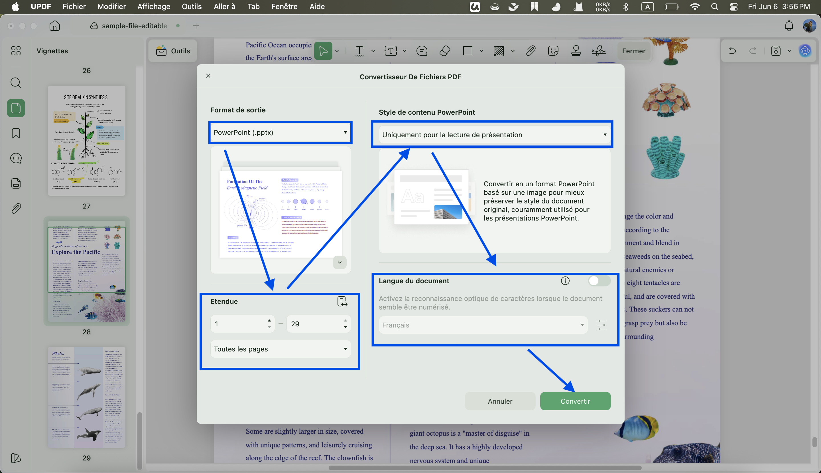 conversion pdf en ppt updf pour Mac