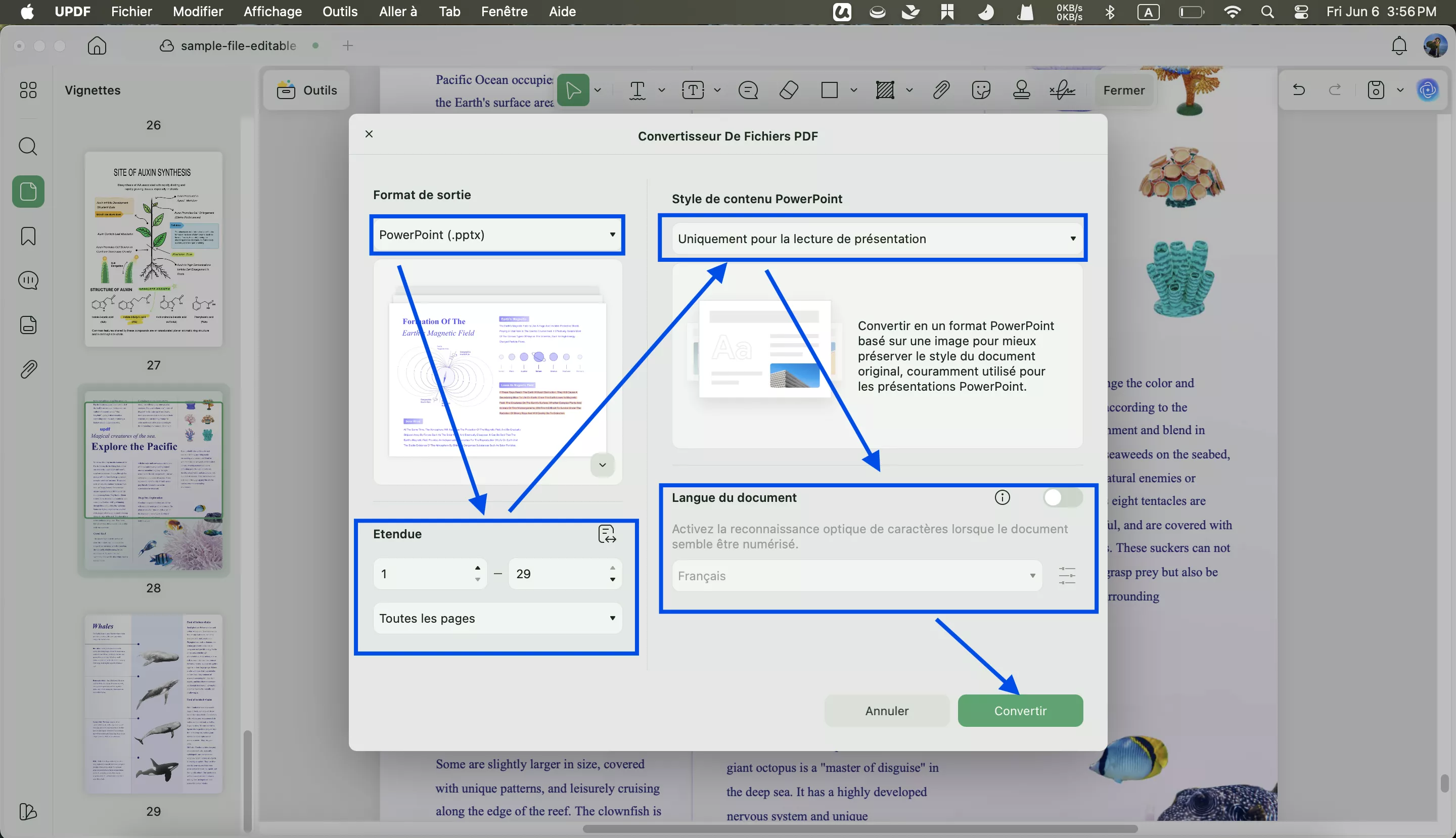 conversion pdf en ppt updf pour Mac
