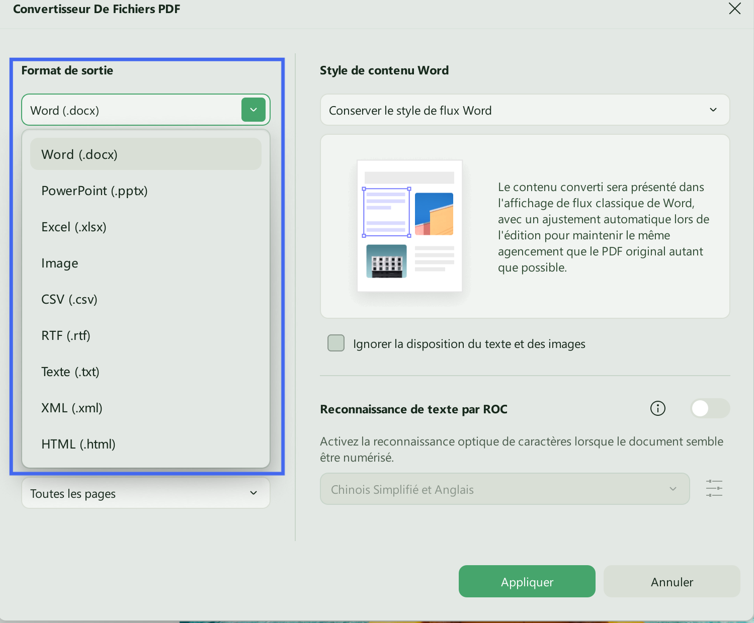 convertir au format de fichier préféré updf windows 2