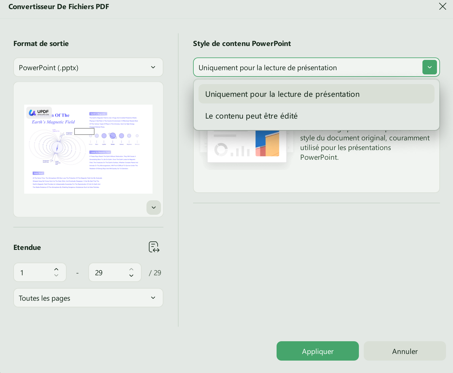sélectionner le paramètre de conversion pour ppt updf windows 2