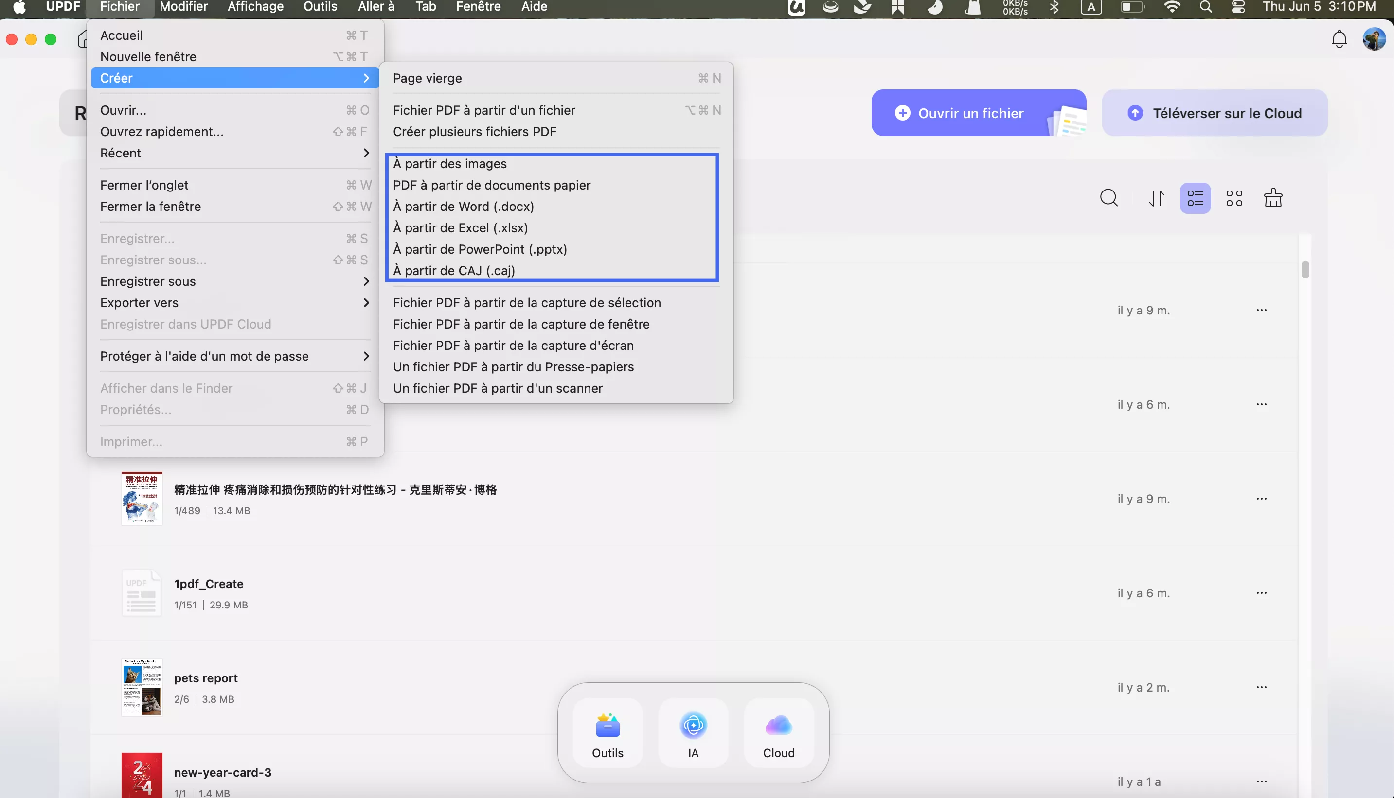 créer un PDF à partir d'un fichier