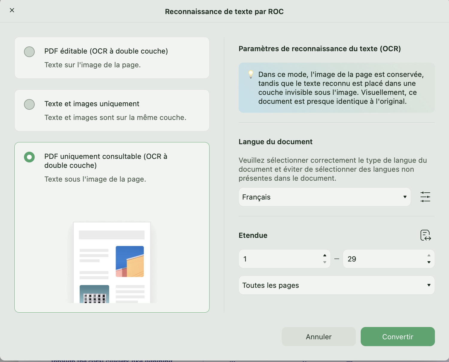 envisagez d'utiliser la fonction OCR PDF consultable sur Mac