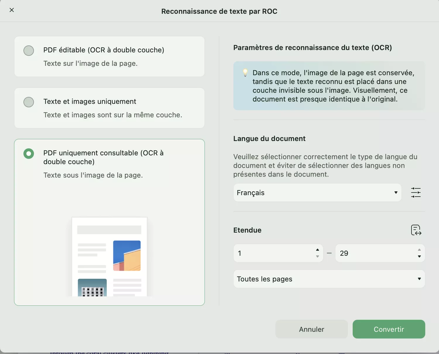 envisagez d'utiliser la fonction OCR PDF consultable sur Mac