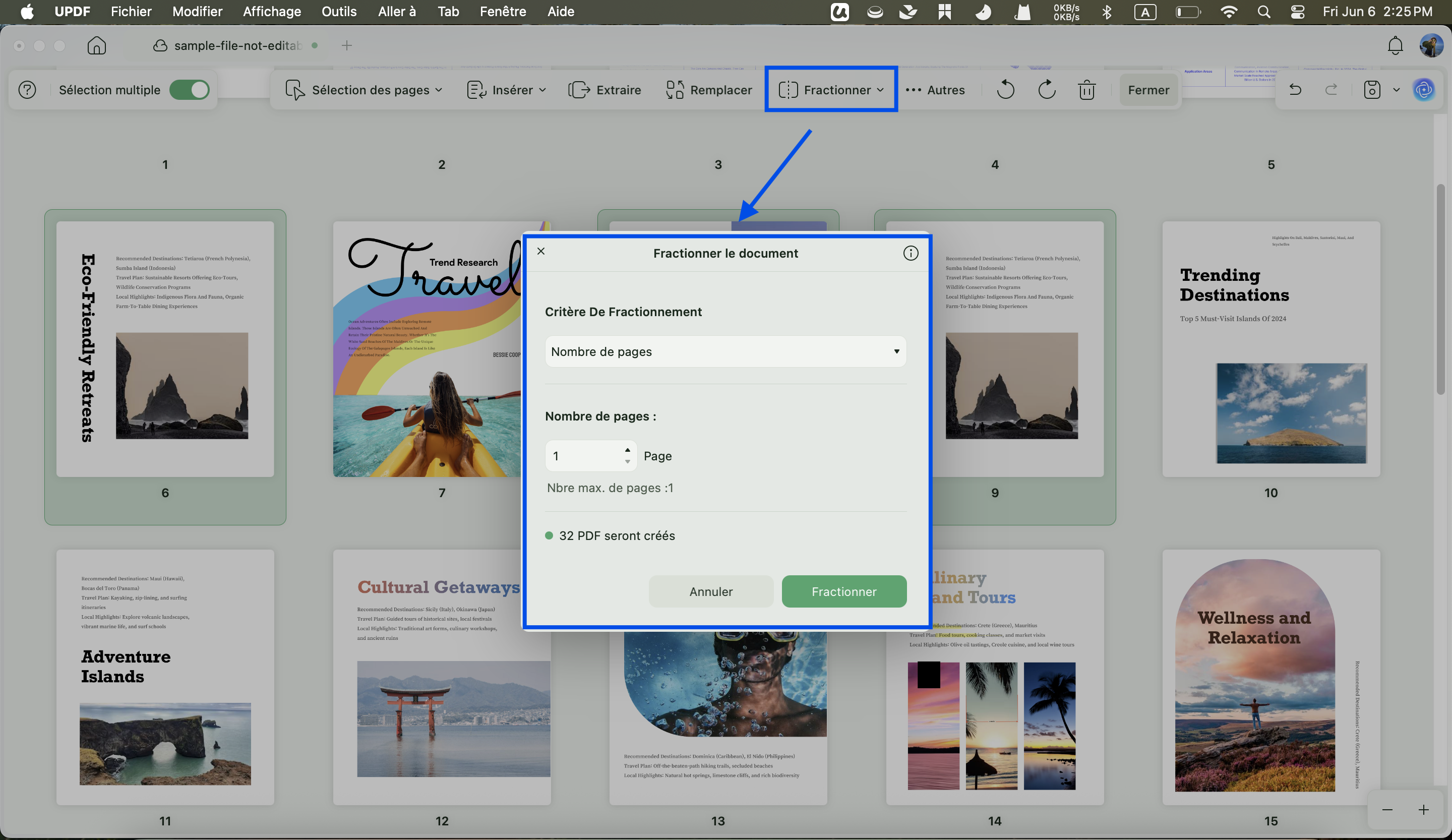 divisé par page updf mac
