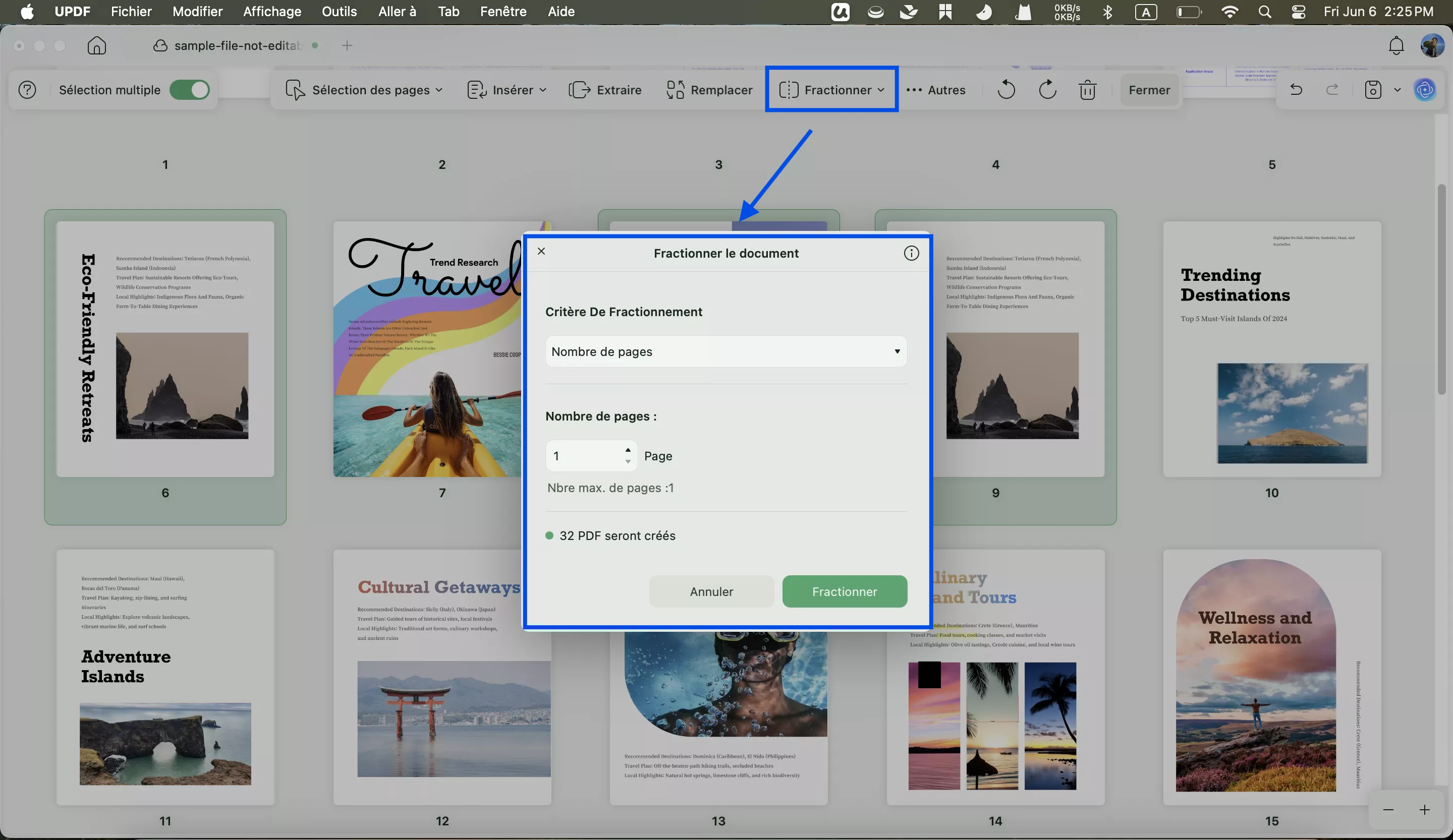 divisé par page updf mac