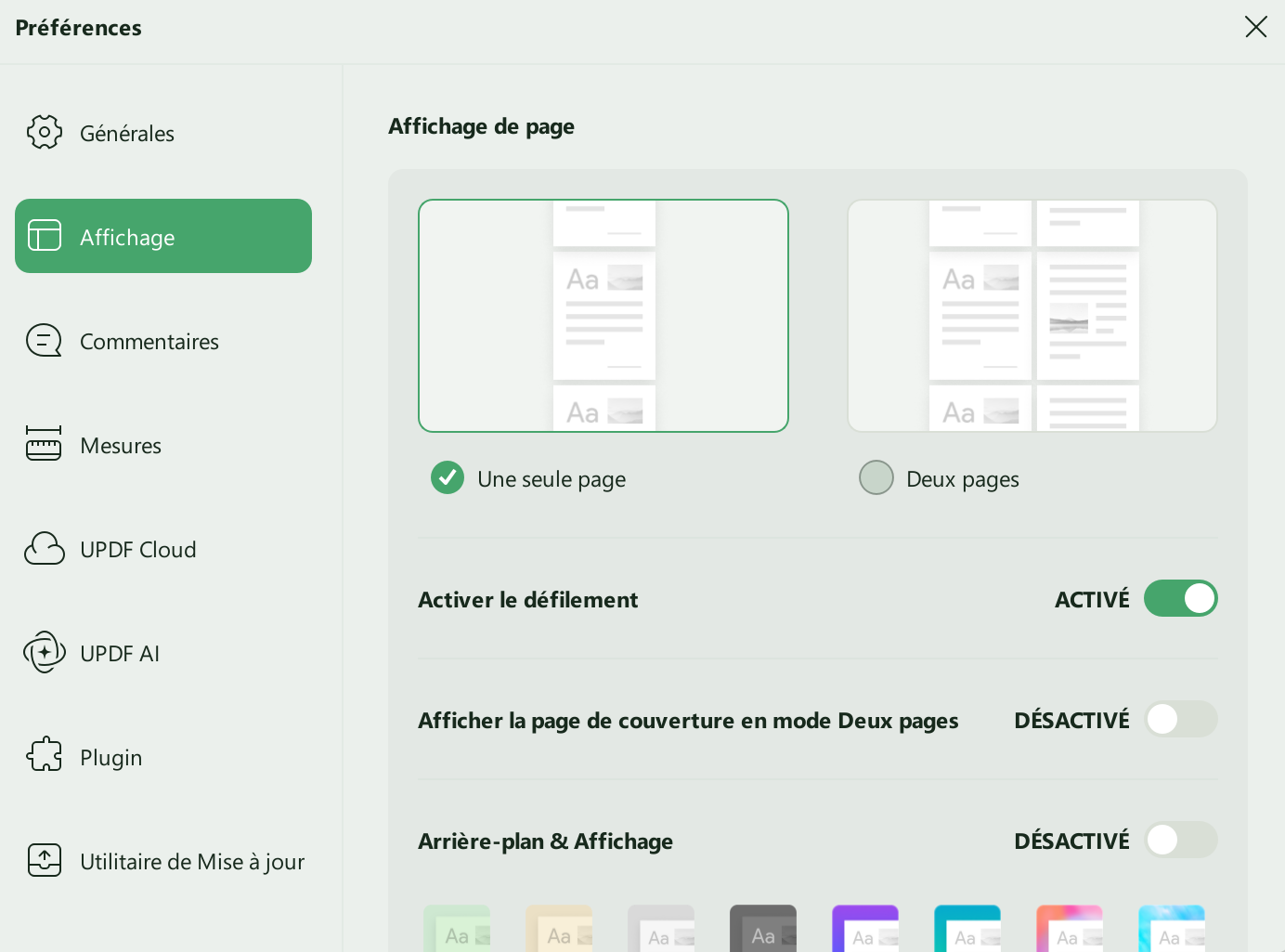 afficher les préférences updf windows 2