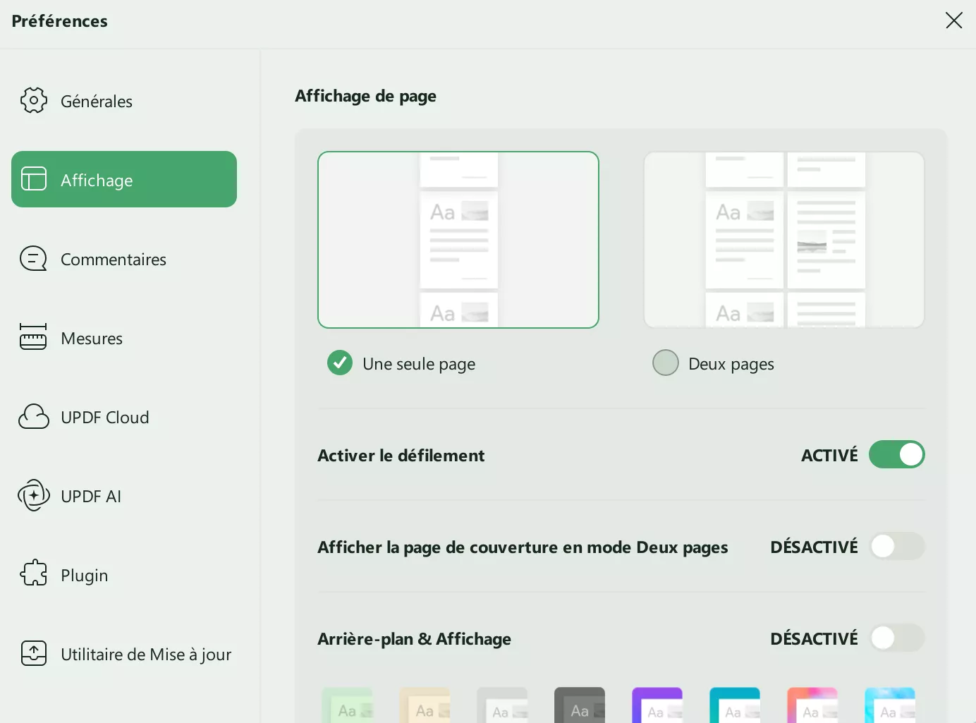 afficher les préférences updf windows 2