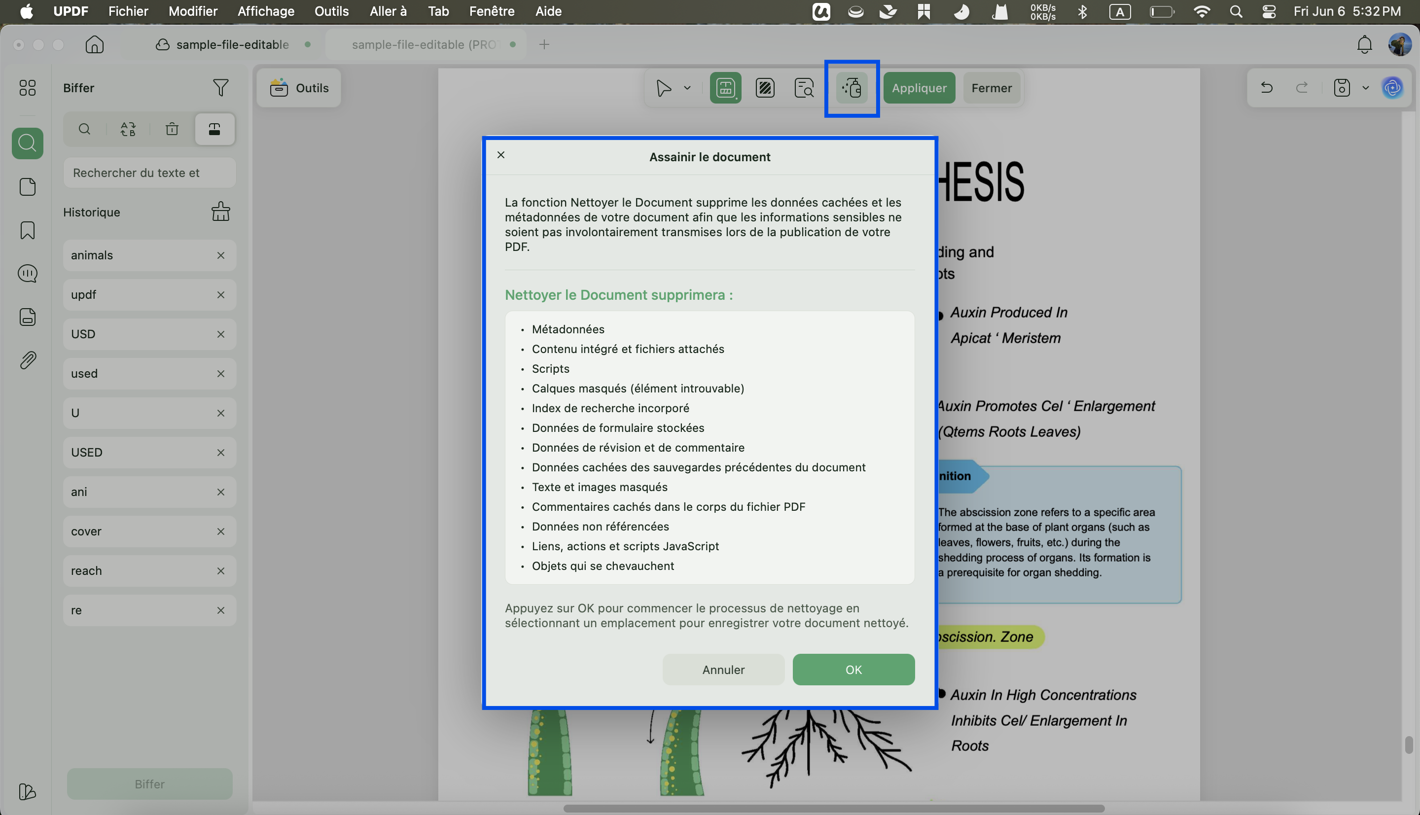 désinfecter le document updf mac