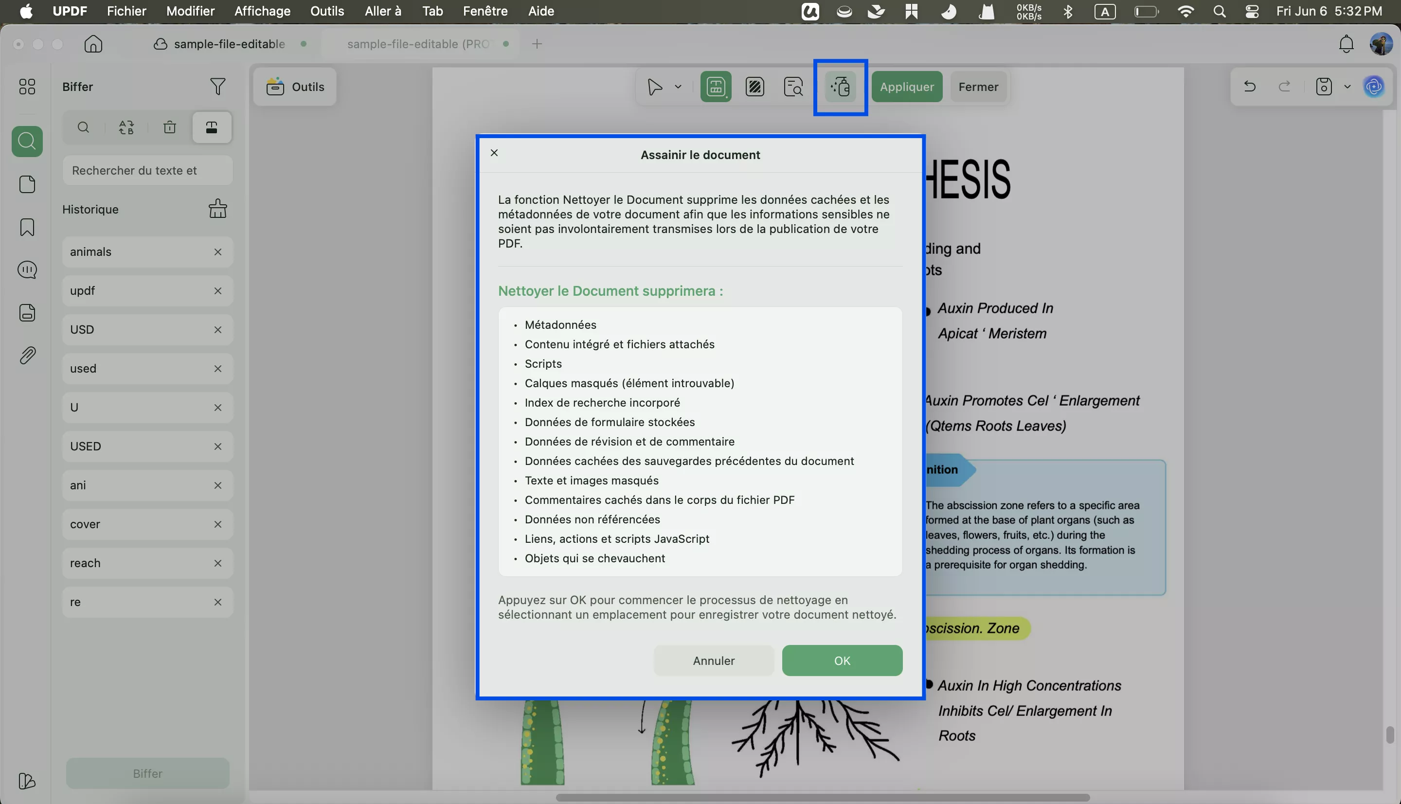 désinfecter le document updf mac