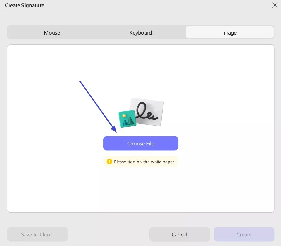 upload image to create signature updf windows 2