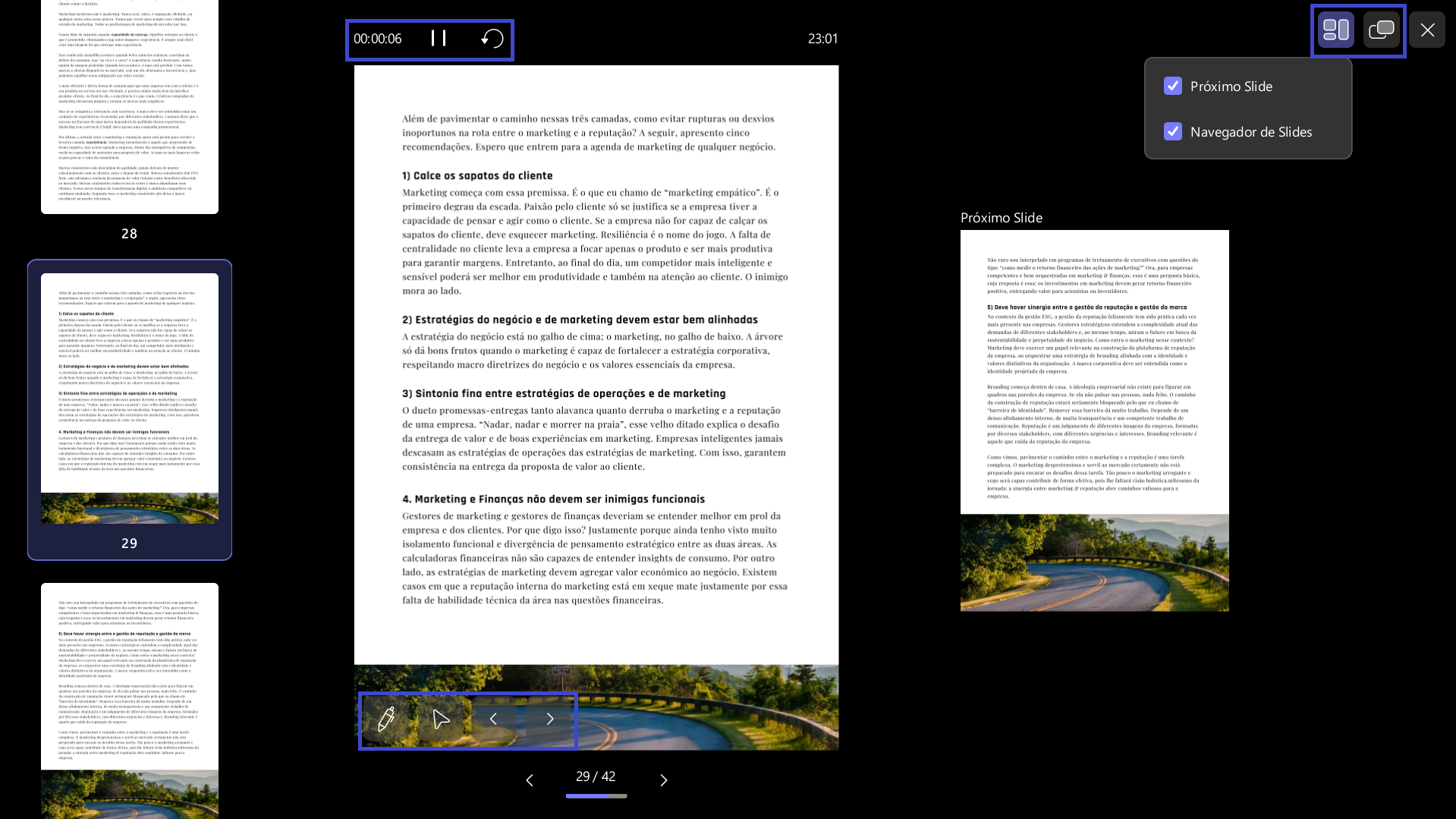 ícones de reprodução, pausa e layout