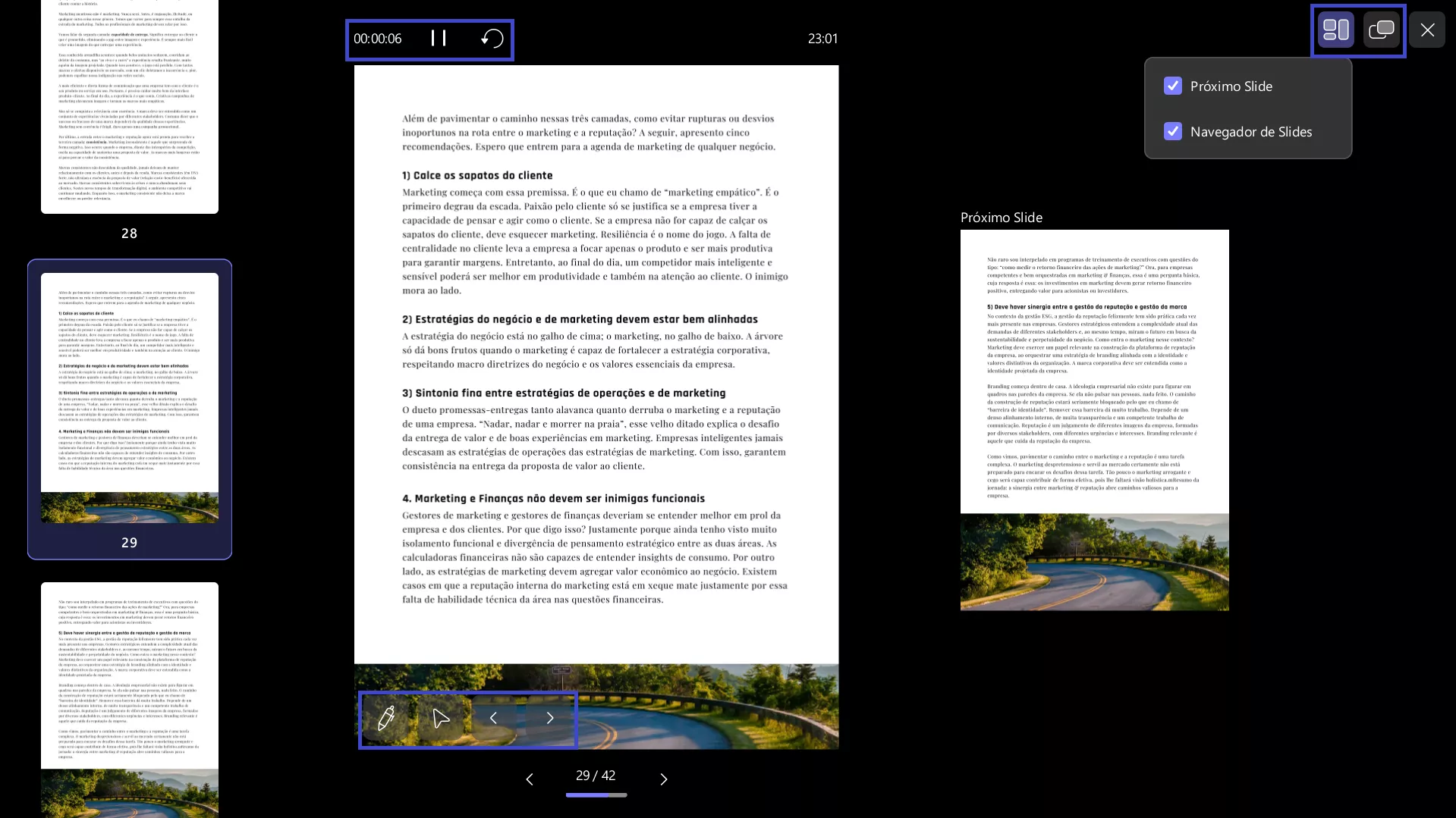 ícones de reprodução, pausa e layout