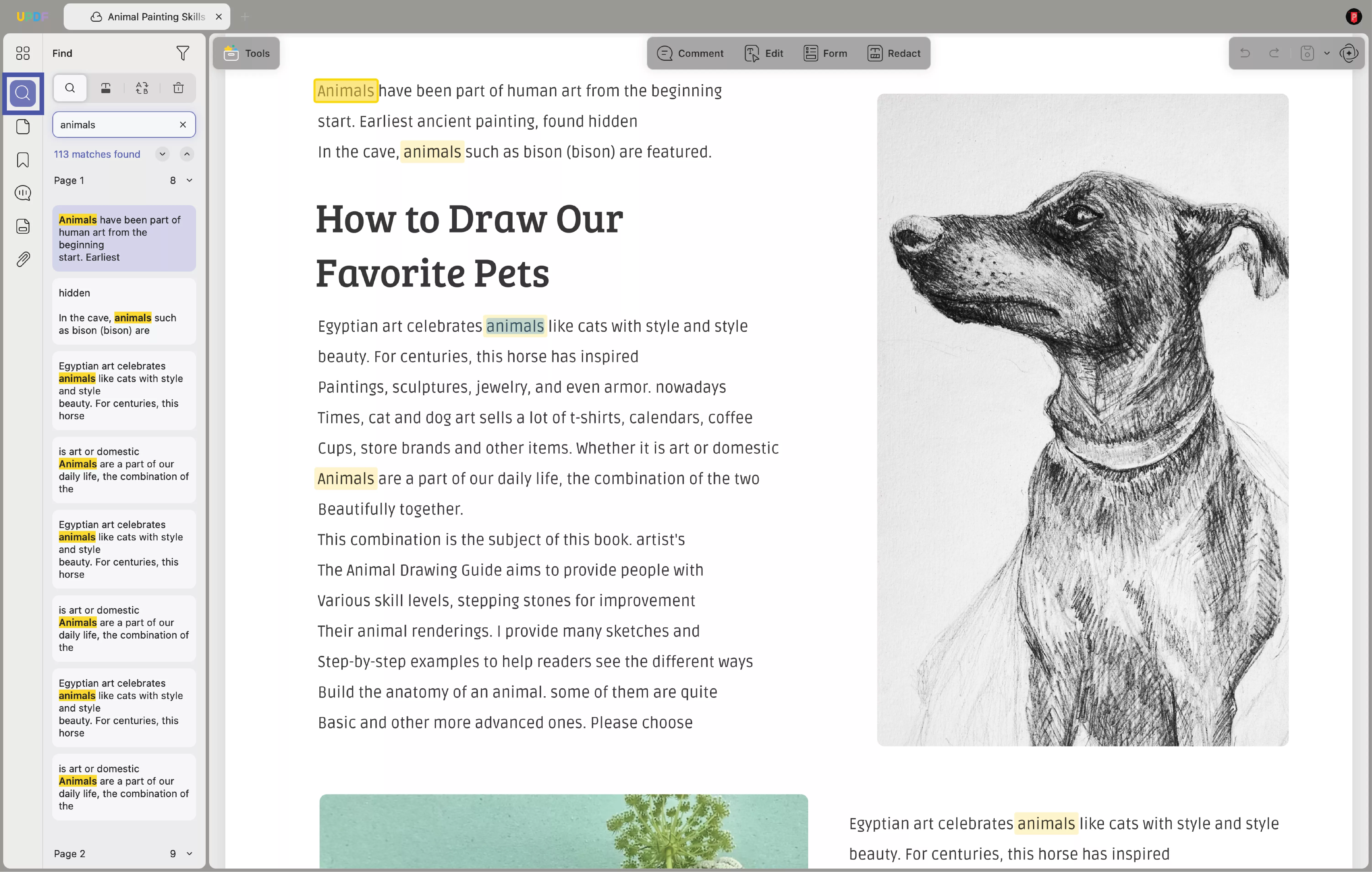 search text when reading pdf