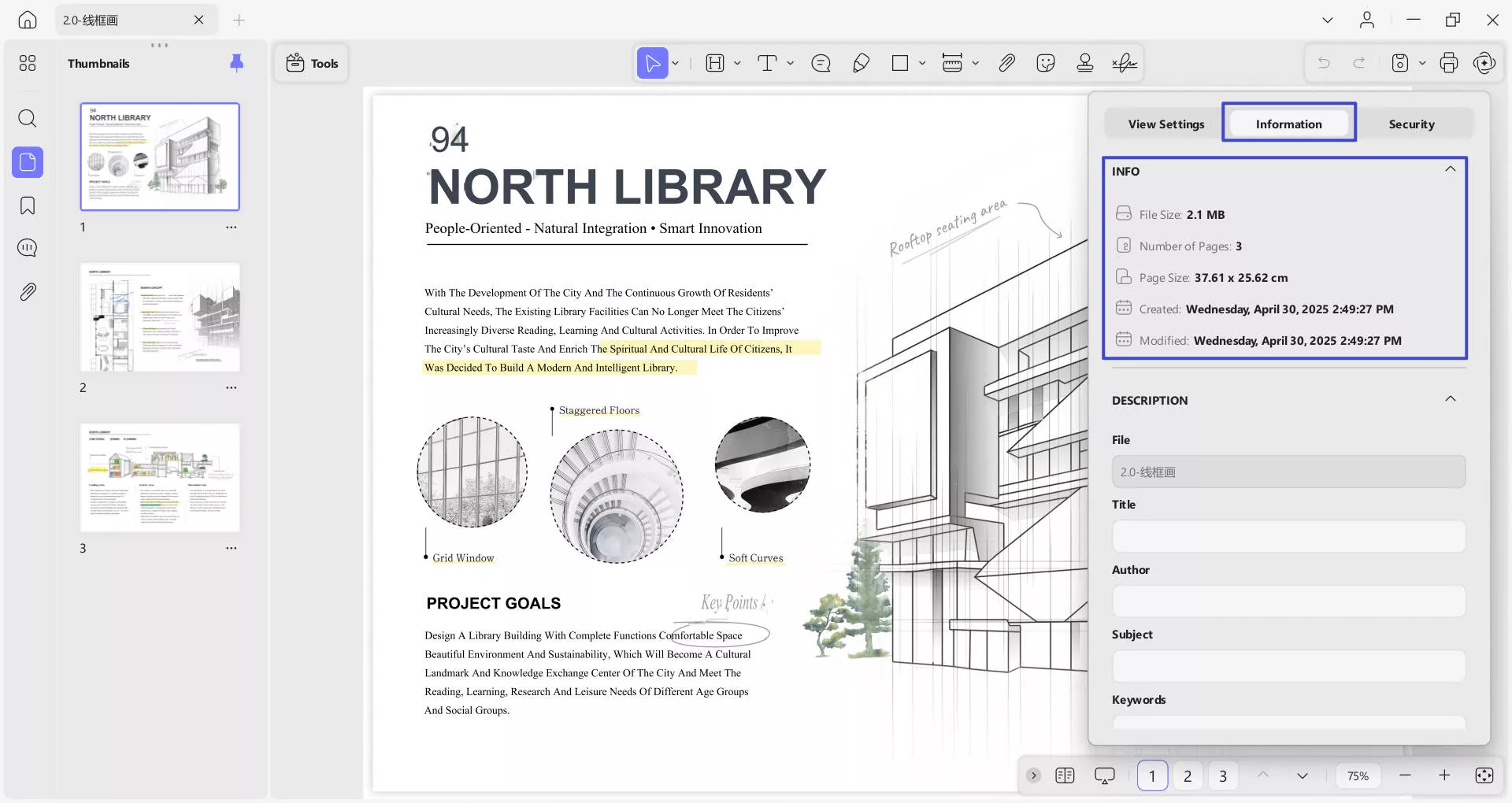 get document information and description