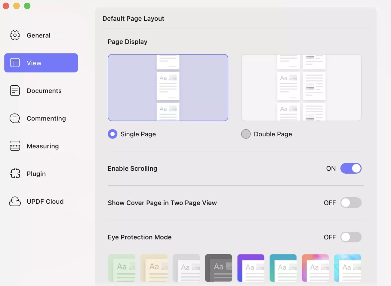 view preference settings updf mac