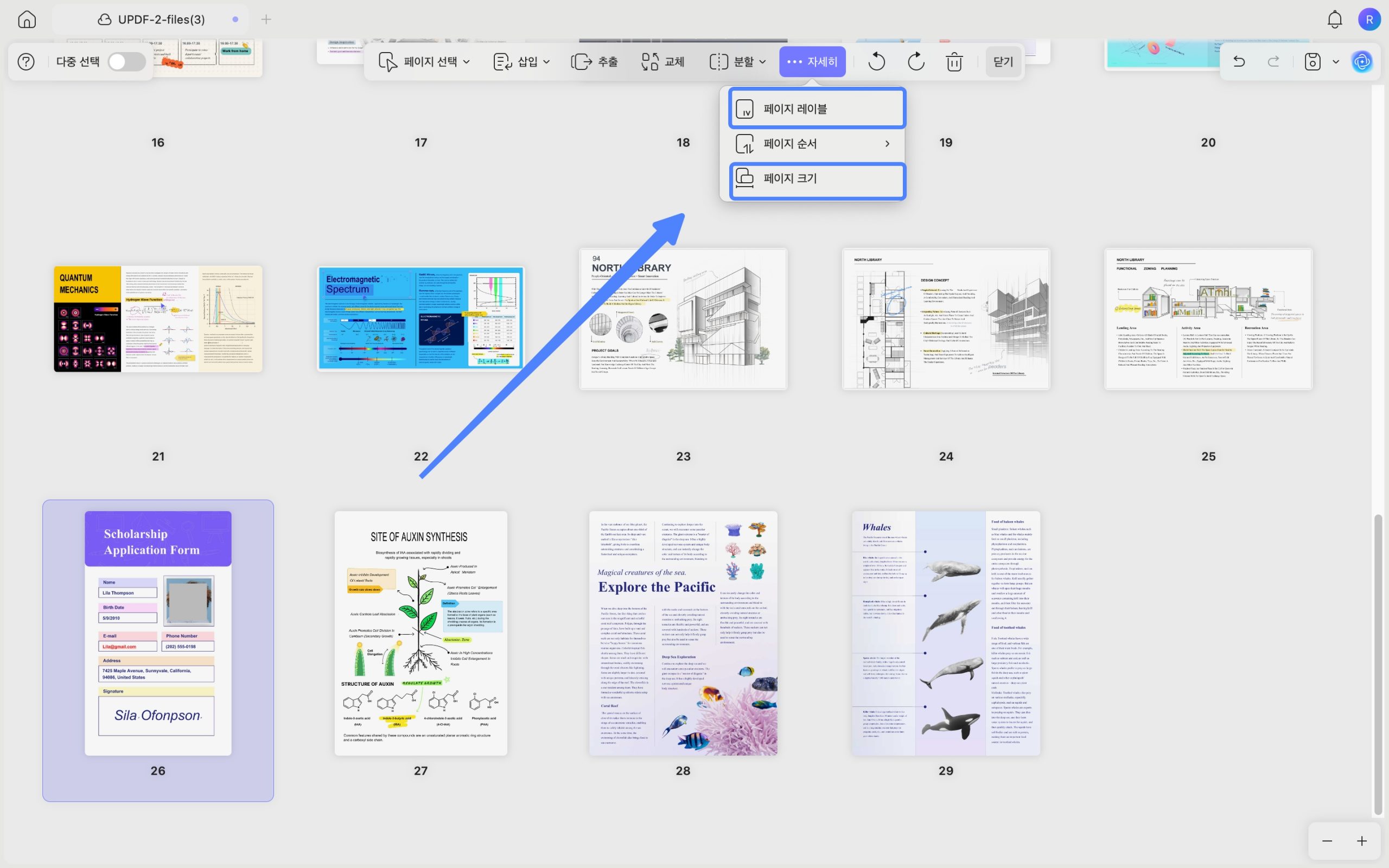 Page lable and page size with updf mac 2