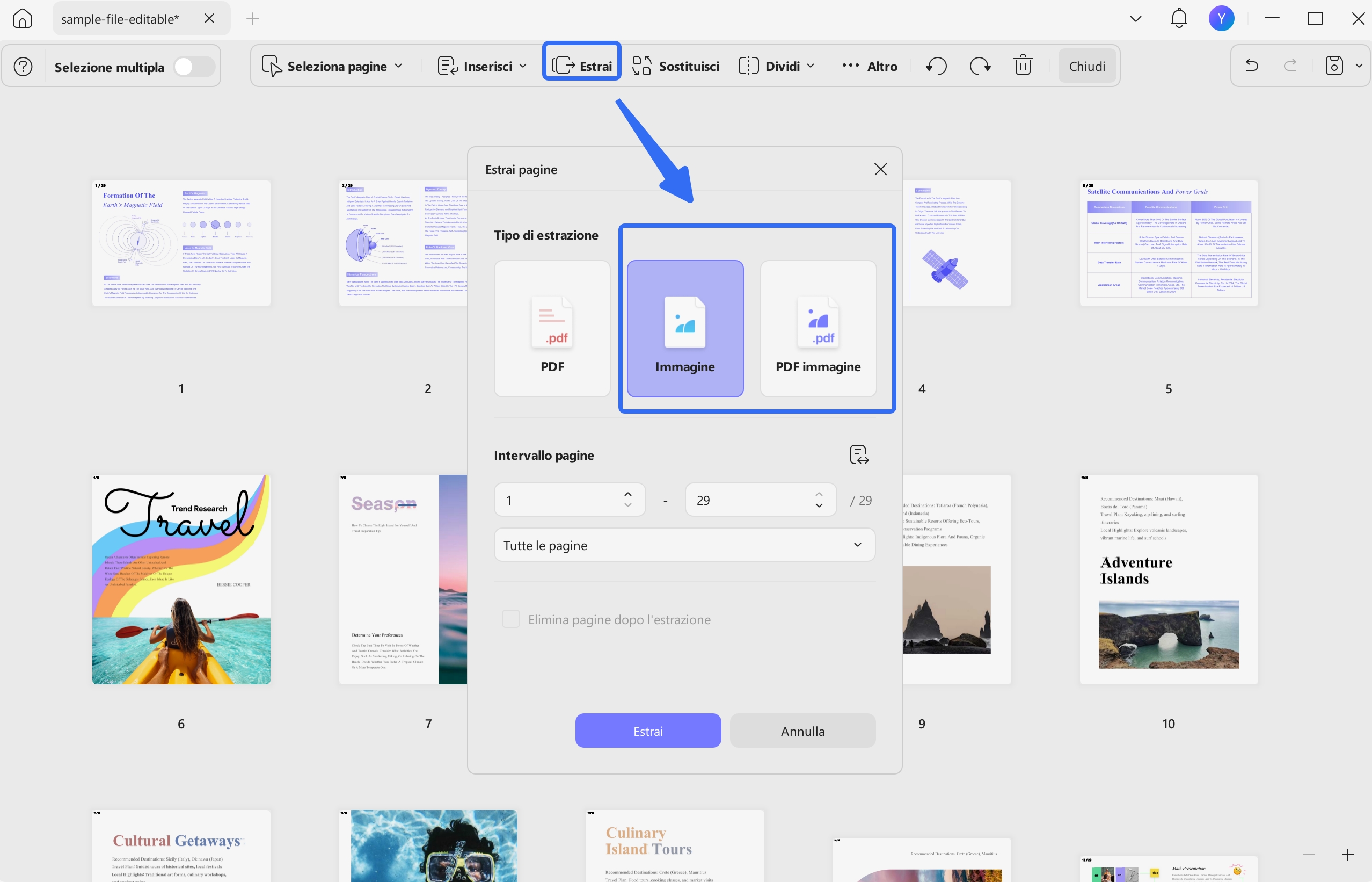 Extract pages as image files or image based PDF