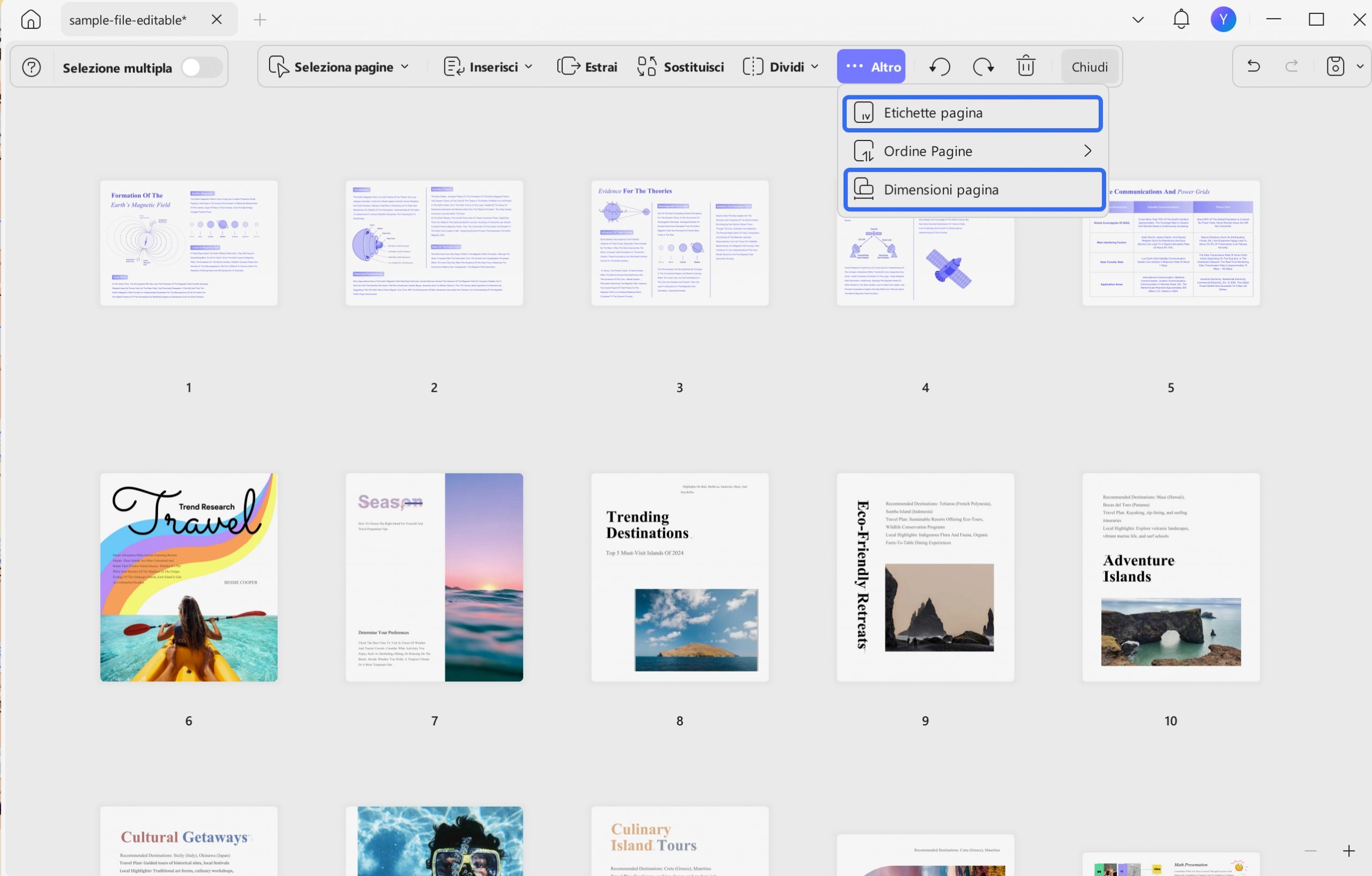 Page lable and page size with updf windows 2