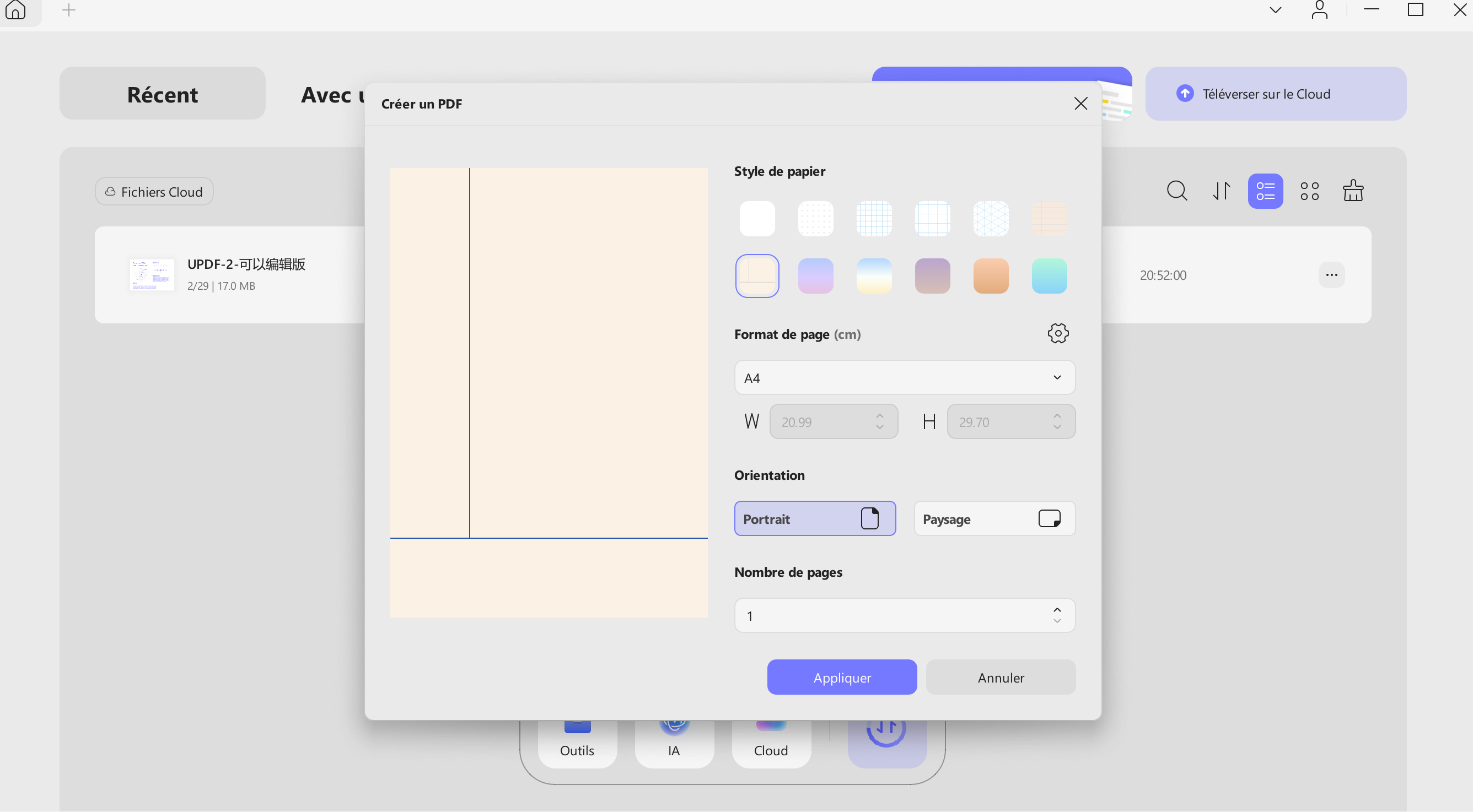 create pdf with preferred settings 