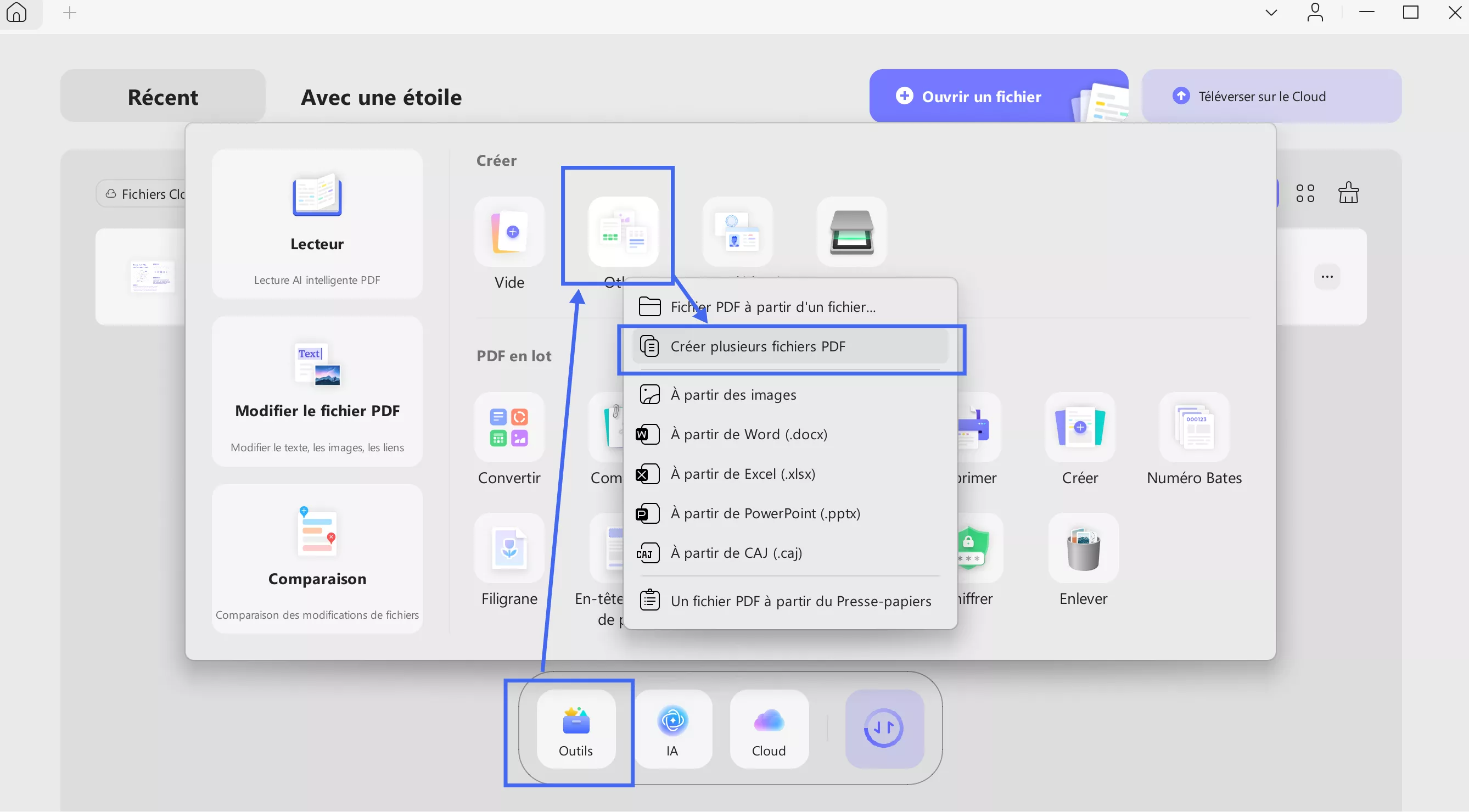 use create multiple pdf file option