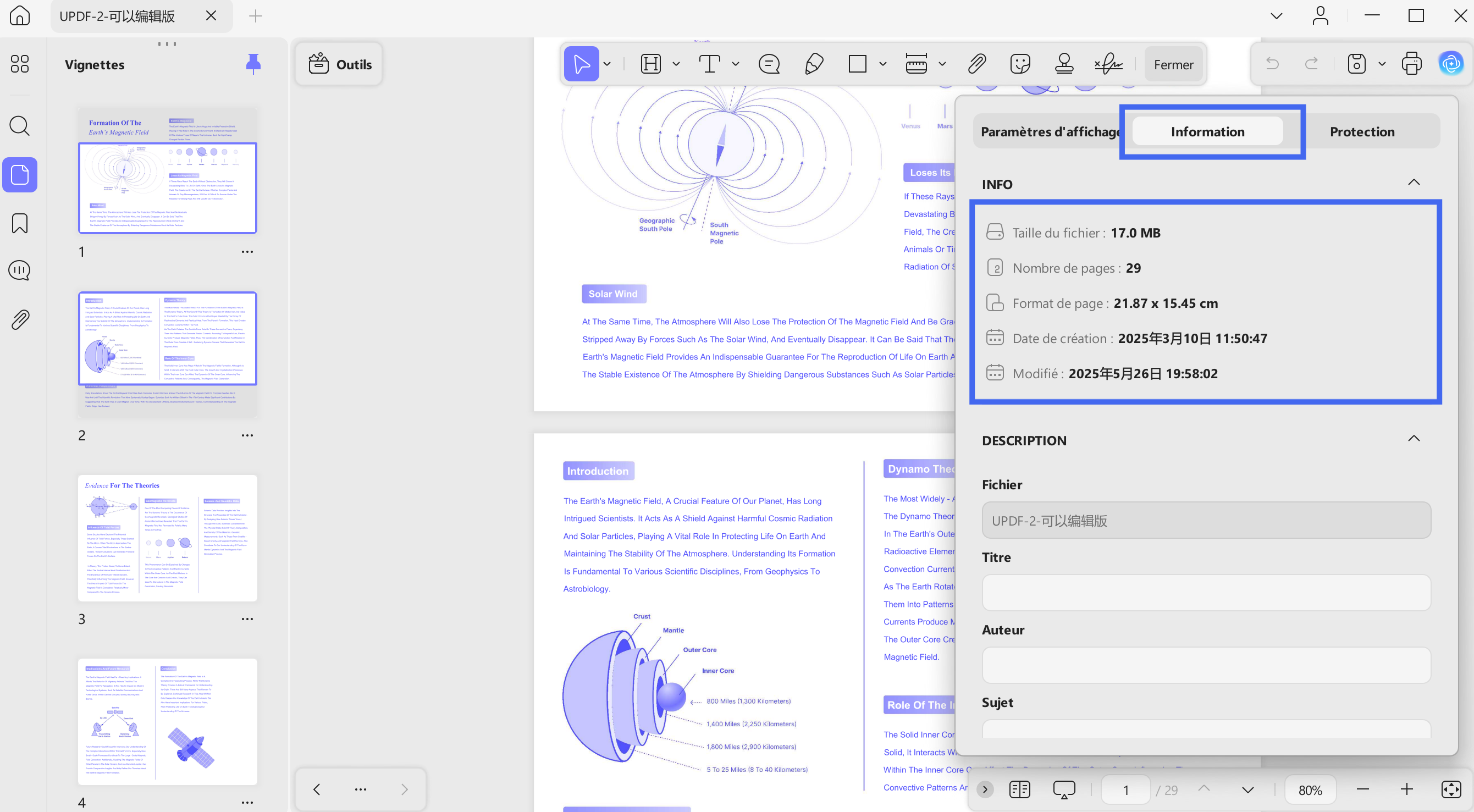 get document information and description