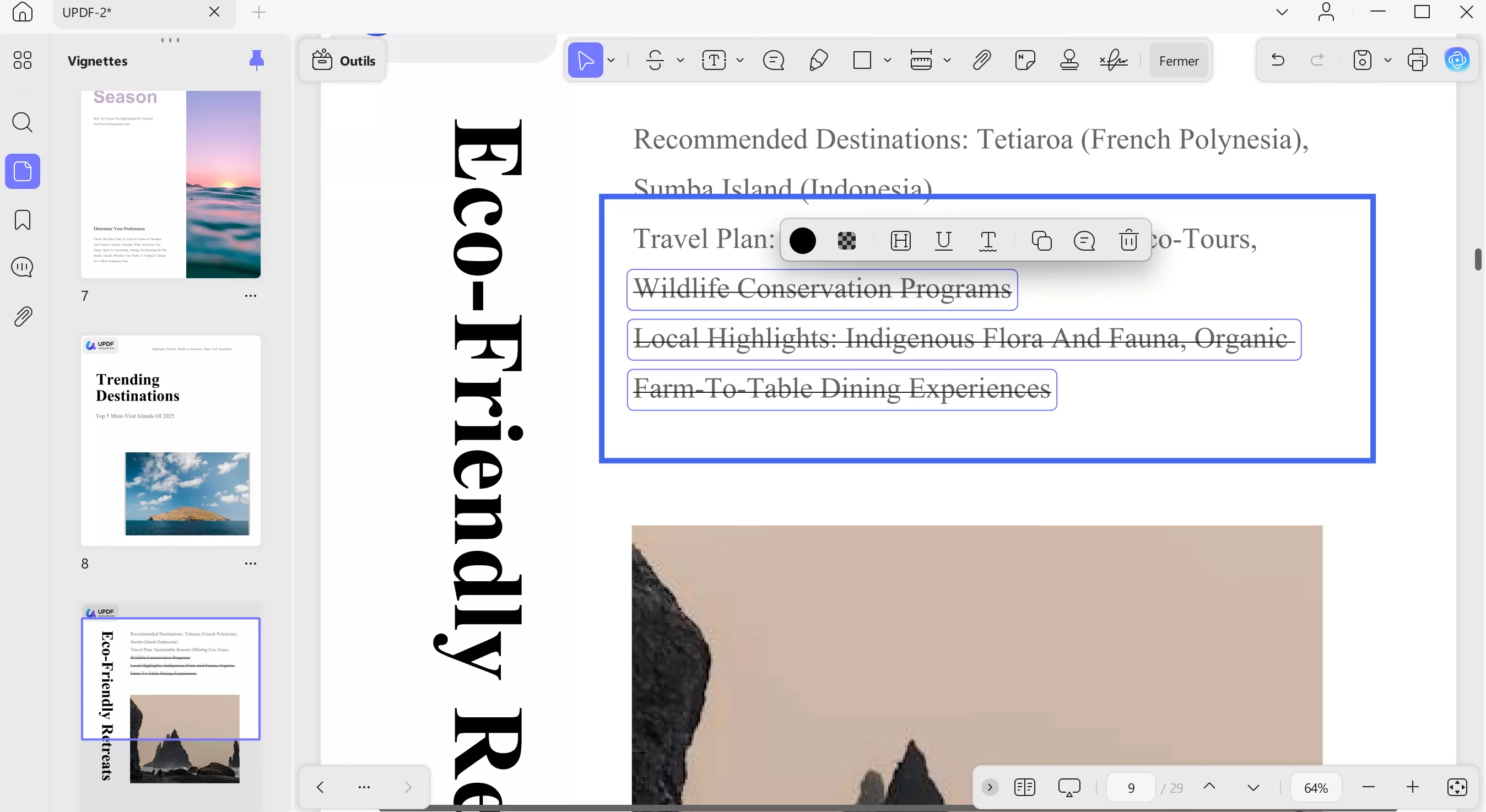 markup or strikethrough option