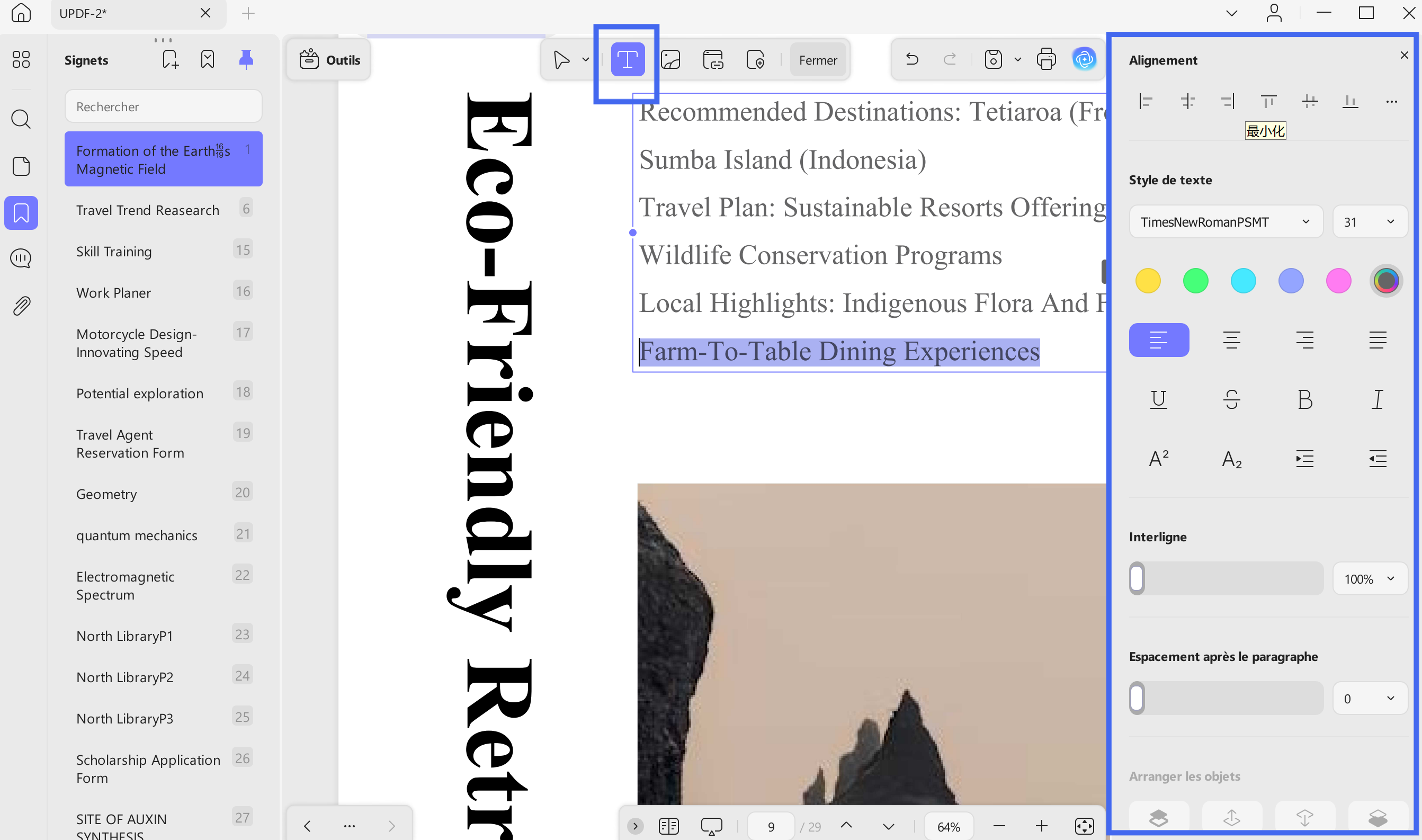 change text properties