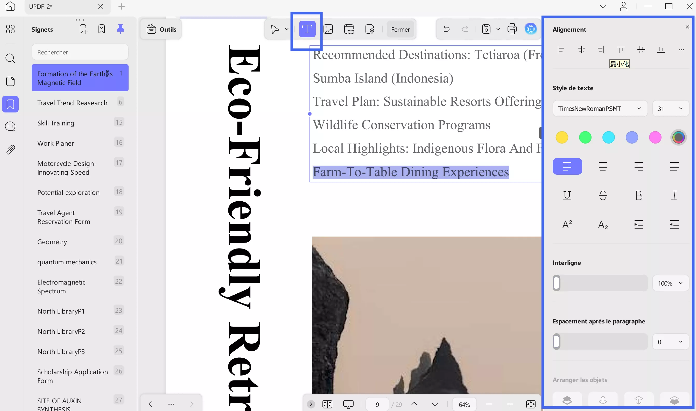 change text properties