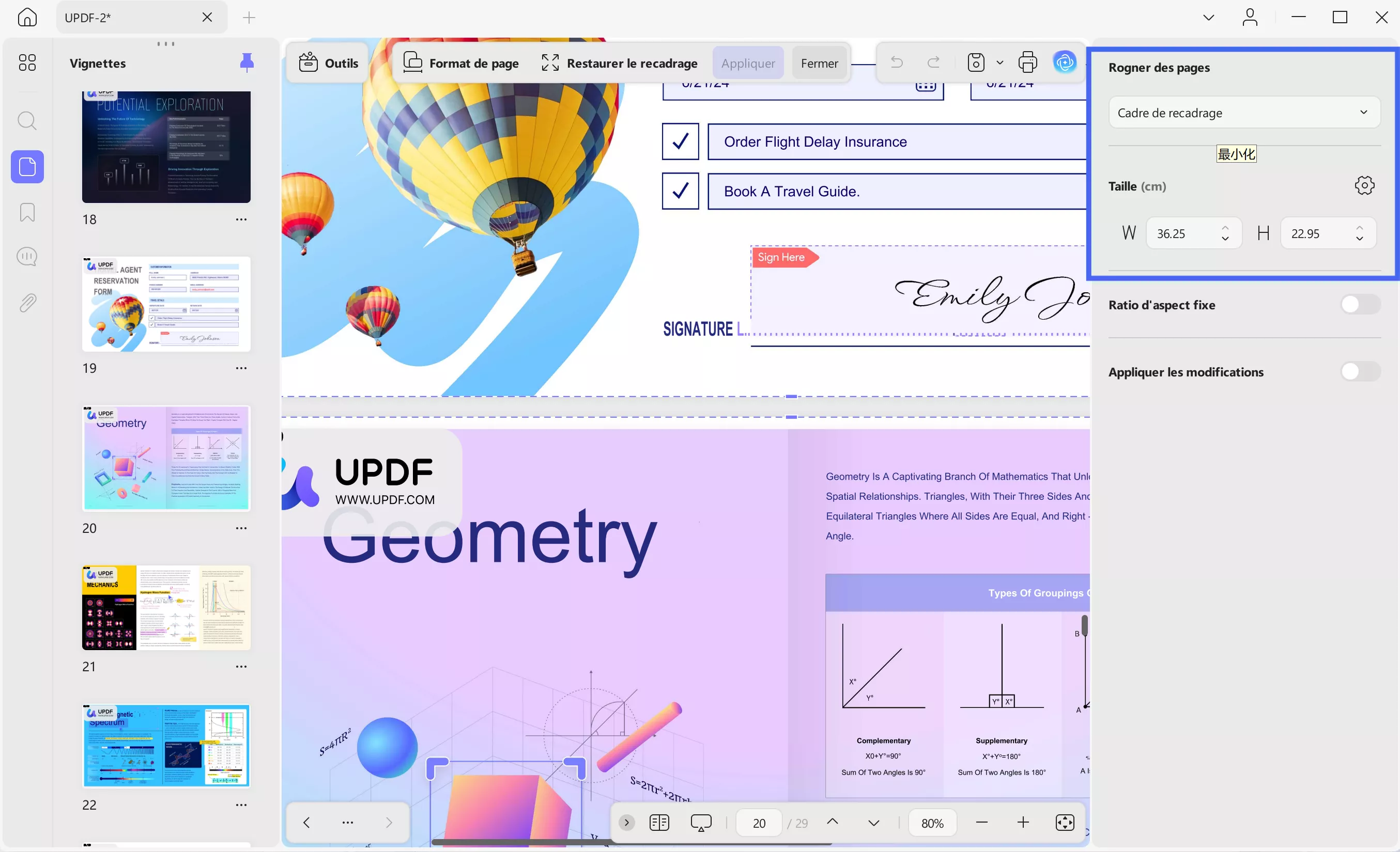 adjust width and height of pdf