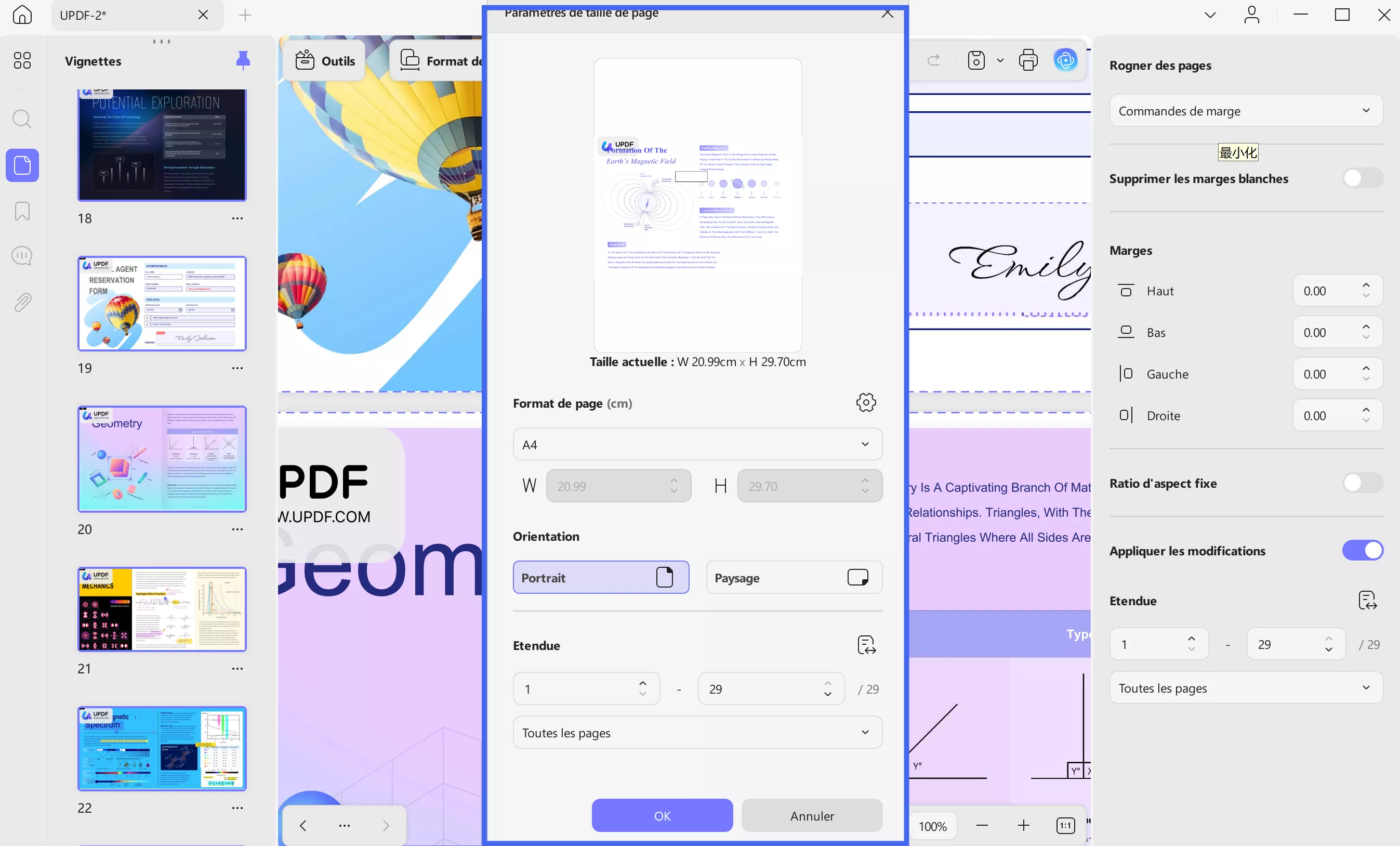 choose pdf page size and orientation