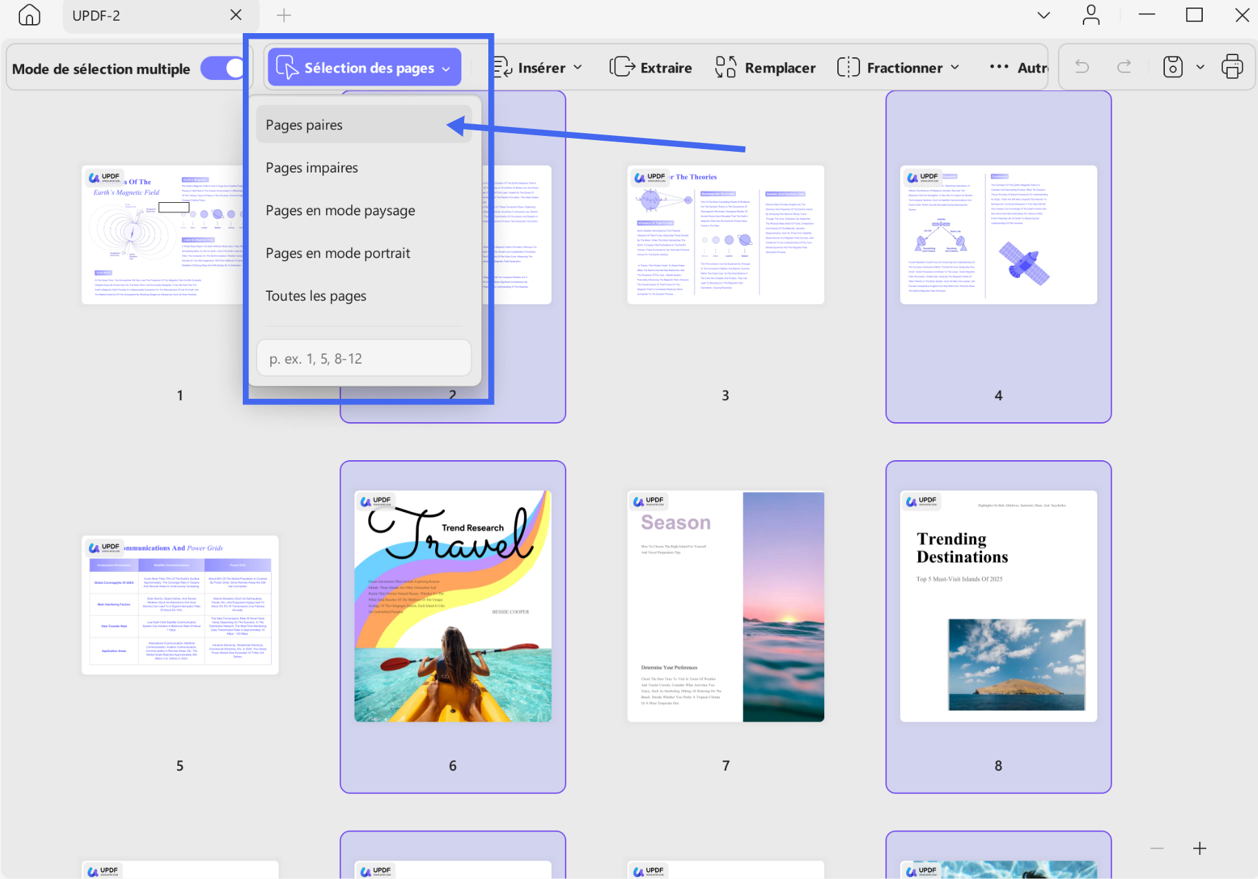select pages organize updf windows 2