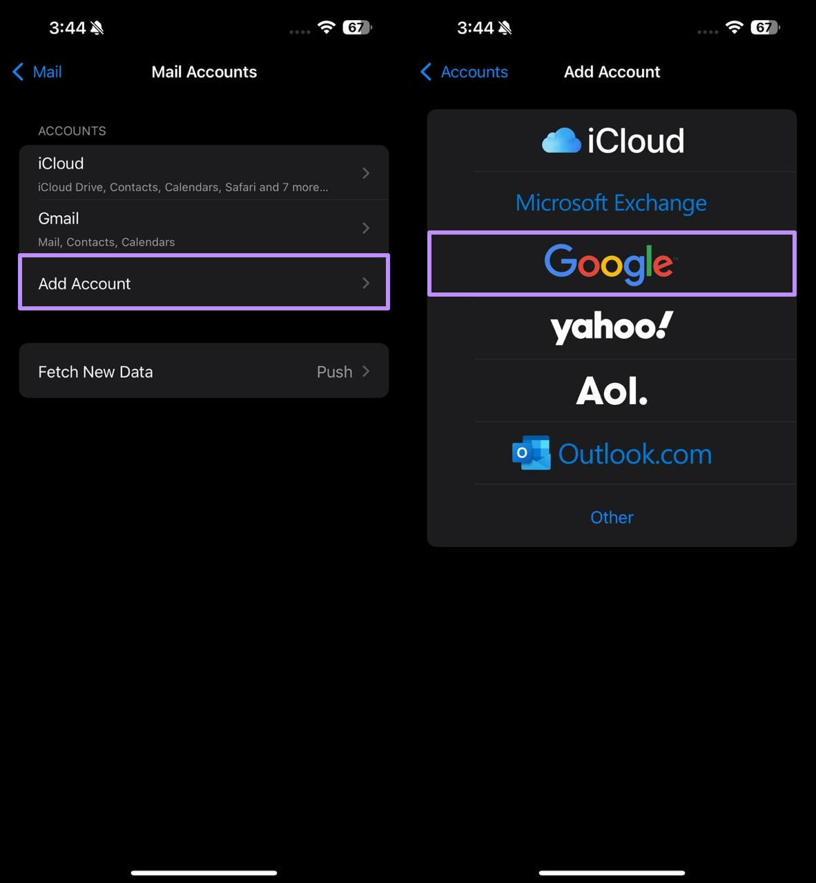 add new mail account 
